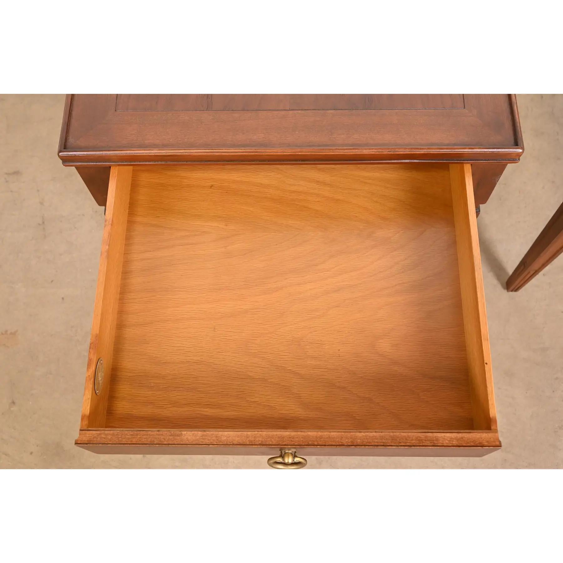 Baker Furniture French Regency Louis XVI Carved Cherry Tea Tables, Refinished For Sale 1