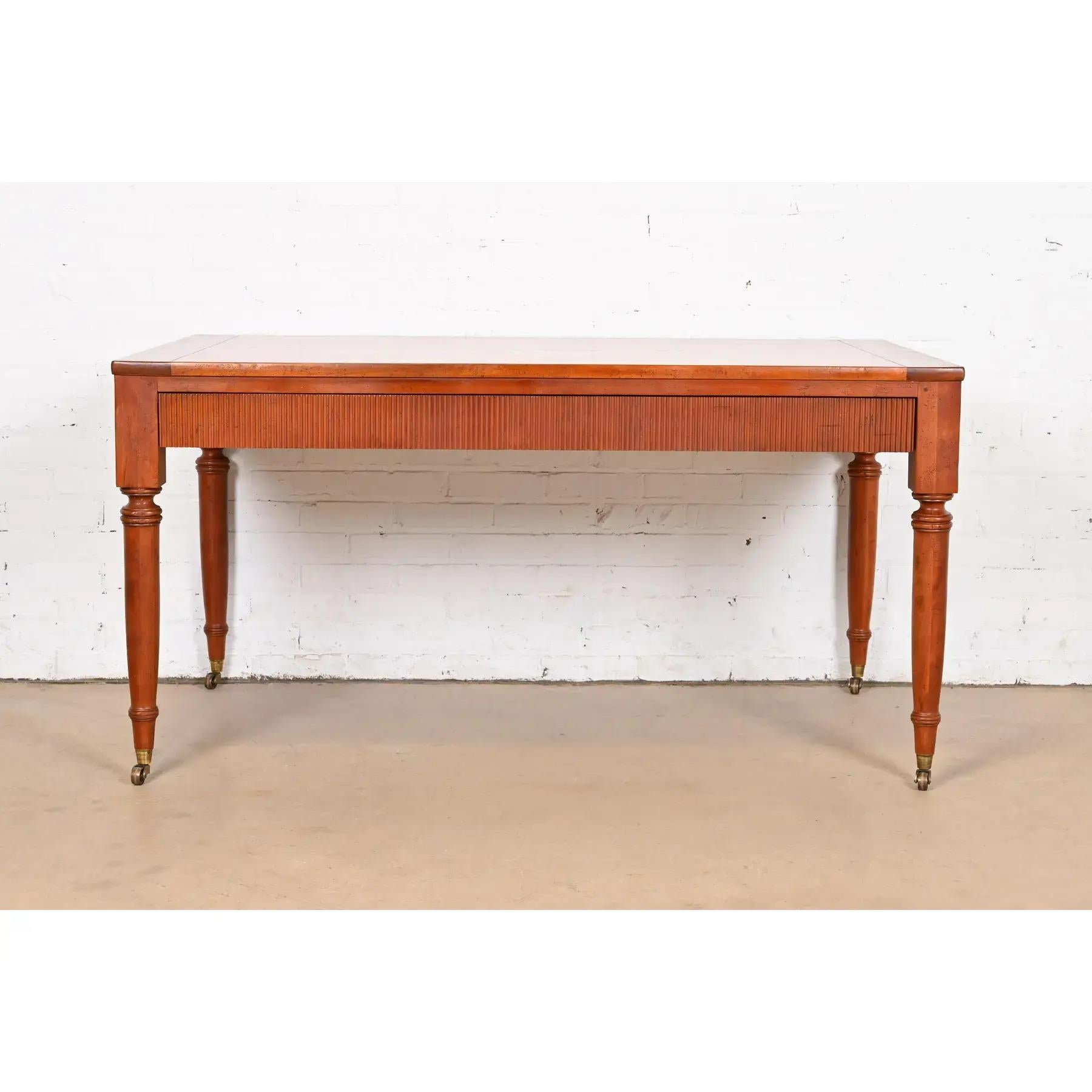 Baker Furniture French Regency Louis XVI Carved Cherry Wood Writing Desk For Sale 6