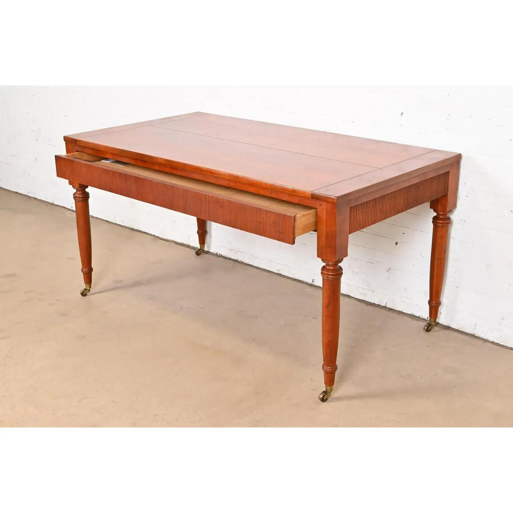 Baker Furniture French Regency Louis XVI Carved Cherry Wood Writing Desk For Sale 1