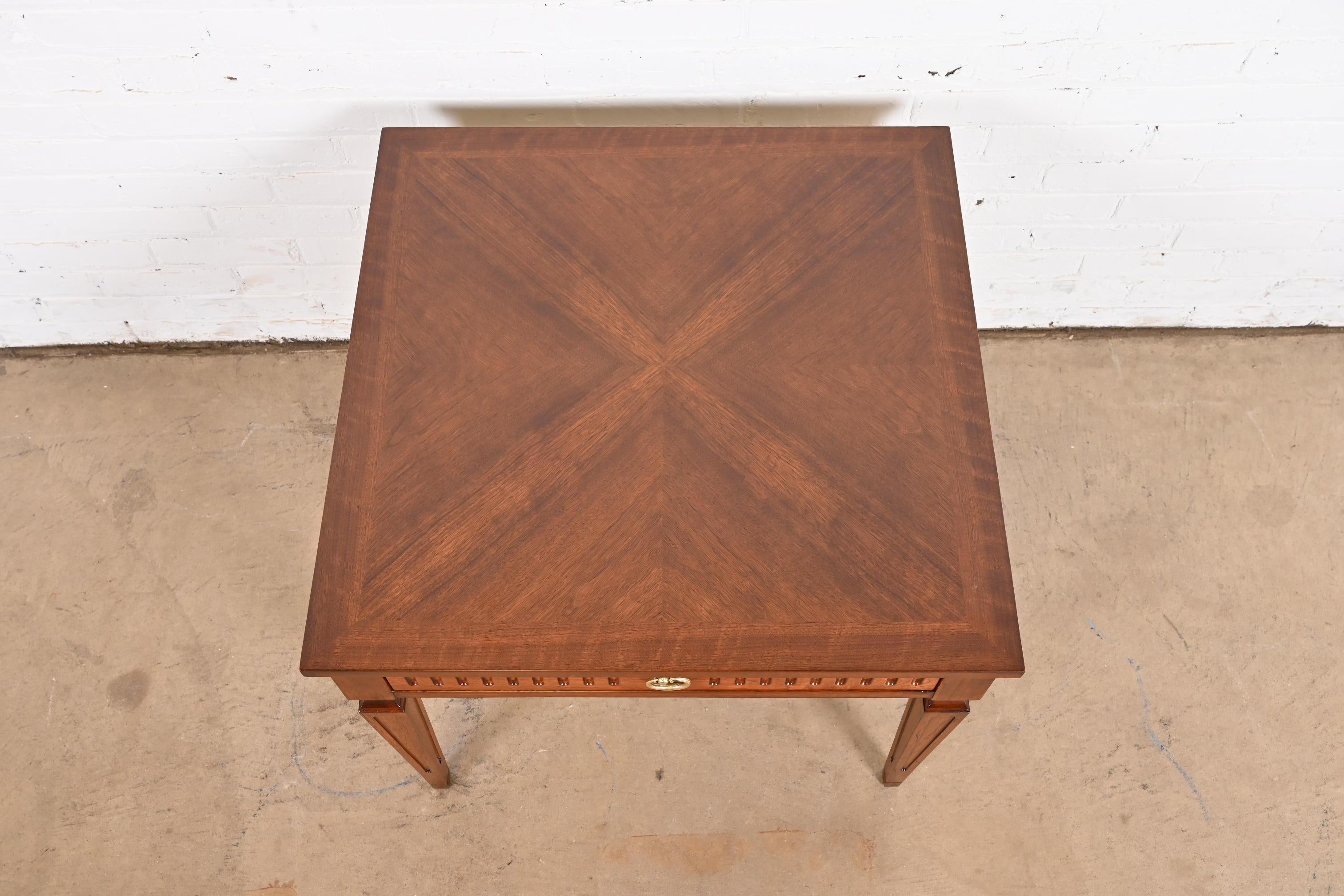 Baker Furniture French Regency Louis XVI Carved Walnut Tea Table, Refinished For Sale 6