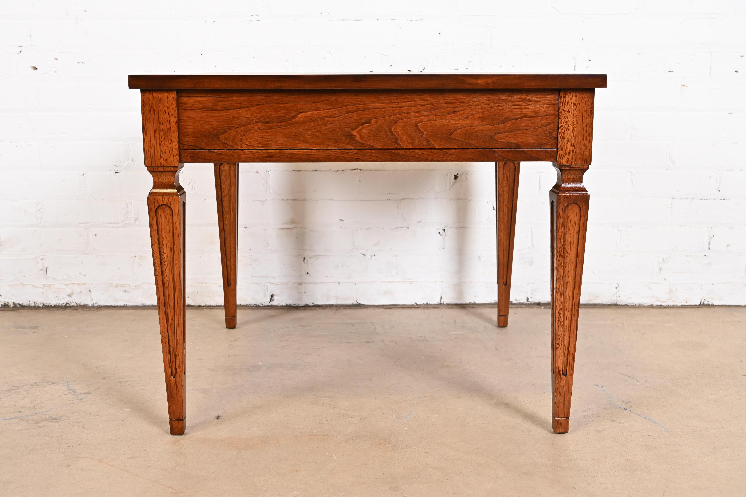 Baker Furniture French Regency Louis XVI Carved Walnut Tea Table, Refinished For Sale 7