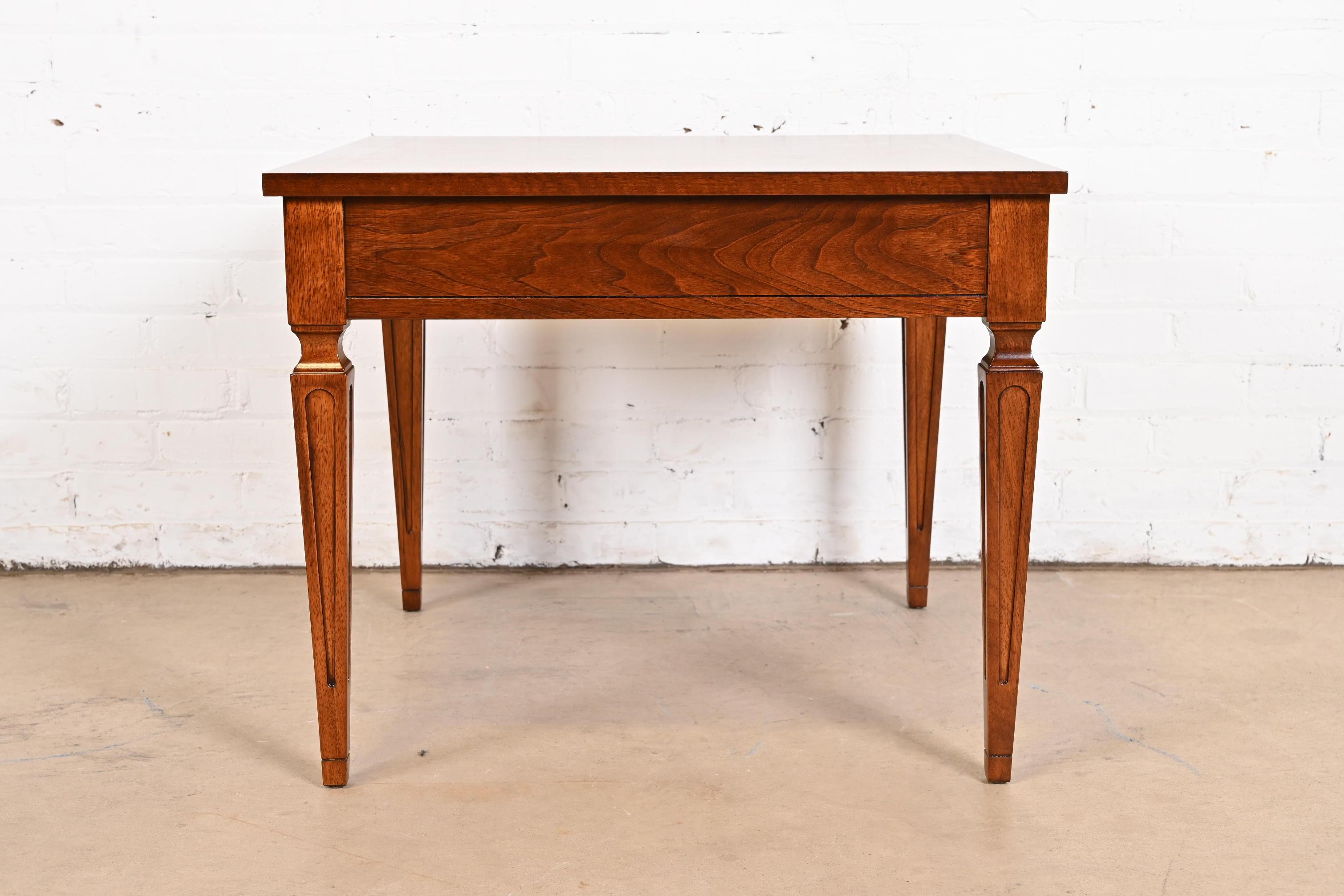 Baker Furniture French Regency Louis XVI Carved Walnut Tea Table, Refinished For Sale 8