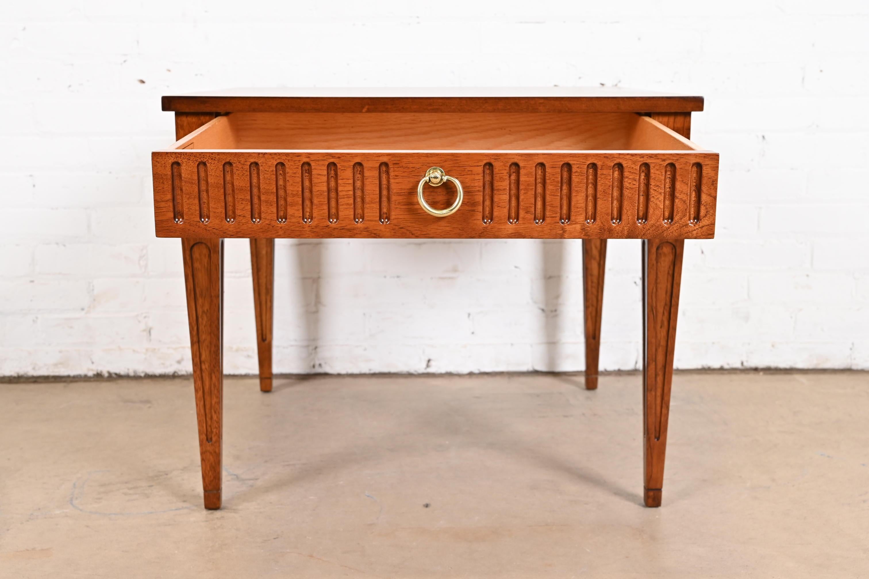 Baker Furniture French Regency Louis XVI Carved Walnut Tea Table, Refinished For Sale 2