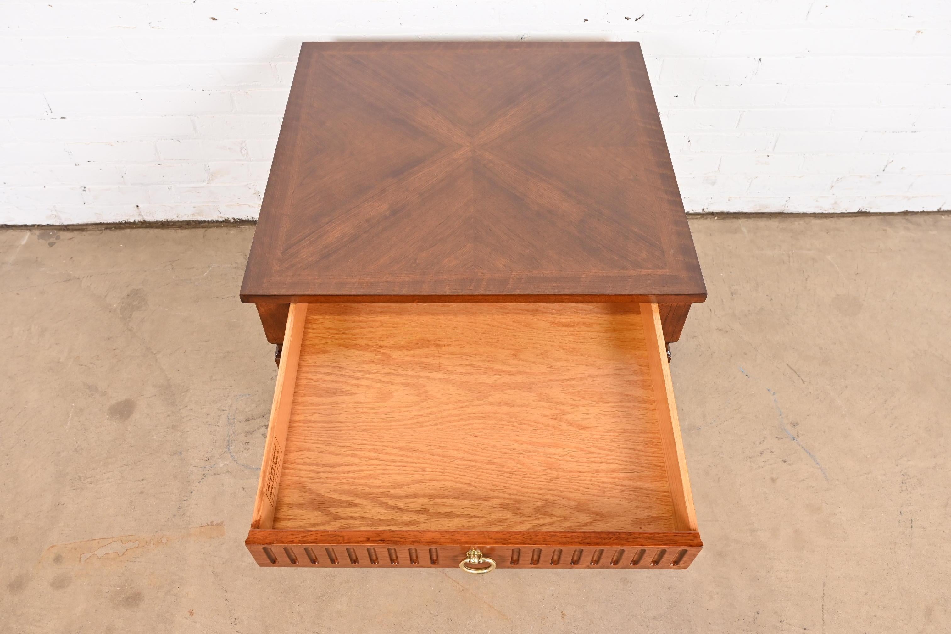 Baker Furniture French Regency Louis XVI Carved Walnut Tea Table, Refinished For Sale 3