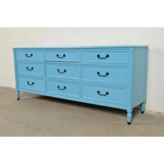 Baker Furniture French Regency Louis XVI Cerulean Blue Lacquered Dresser