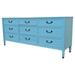 Baker Furniture French Regency Louis XVI Cerulean Blue Lacquered Dresser