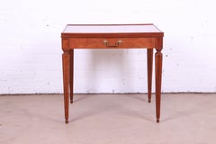 Baker Furniture French Regency Louis XVI Cherry and Burl Wood Tea Table