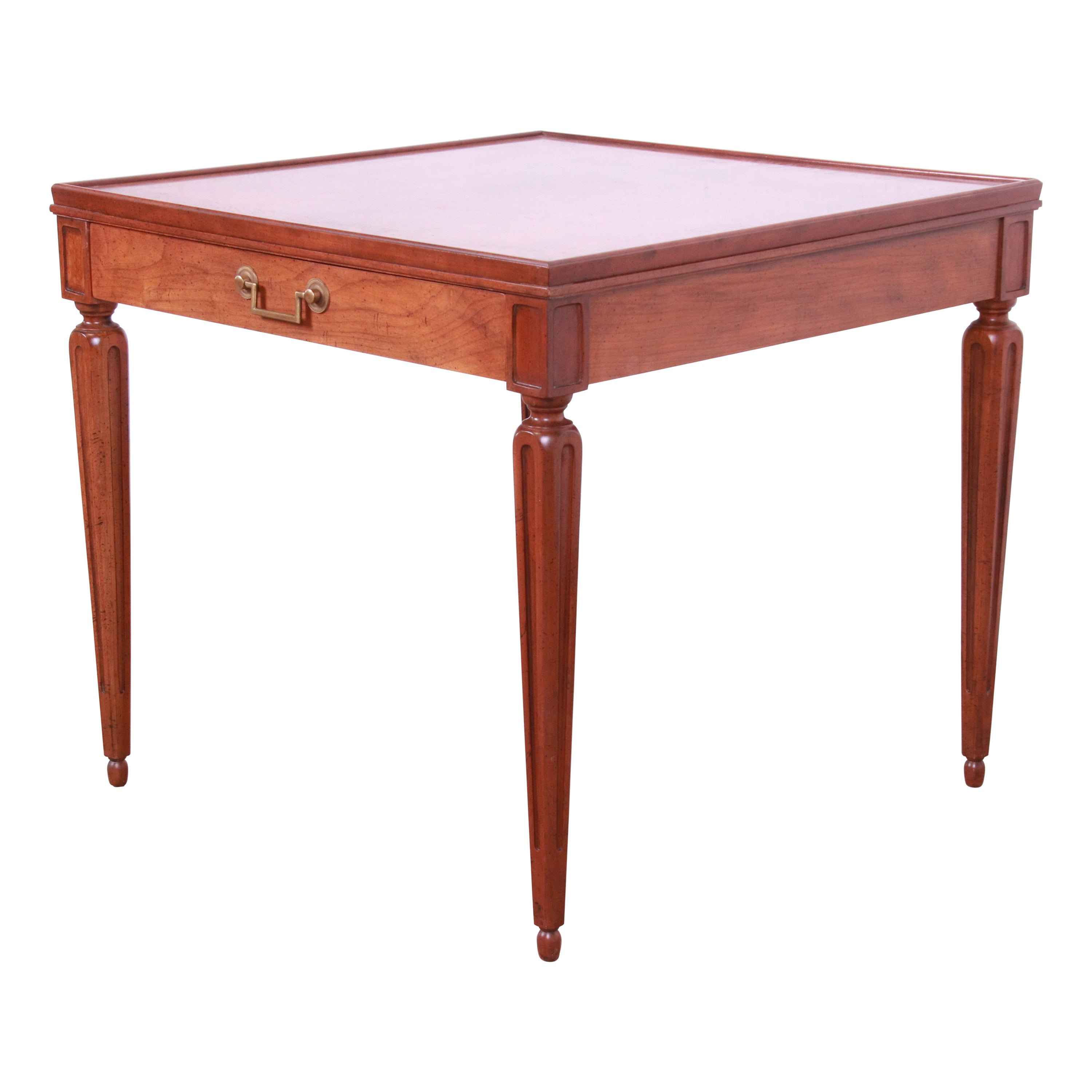 Table à thé de style Régence française Louis XVI en cerisier et ronce de bois, Baker Furniture