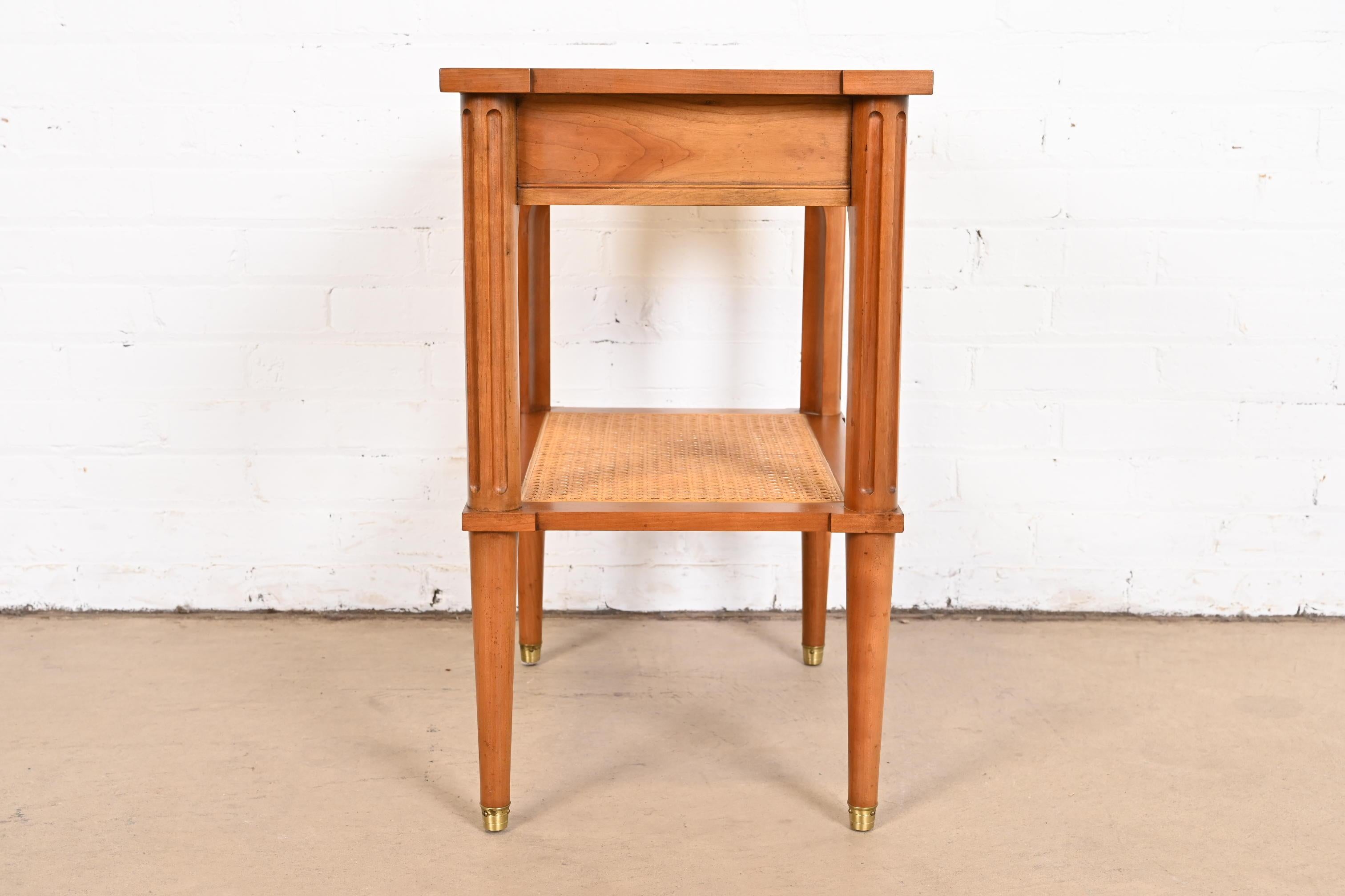 Baker Furniture French Regency Louis XVI Cherry Wood and Cane Bedside Table 7