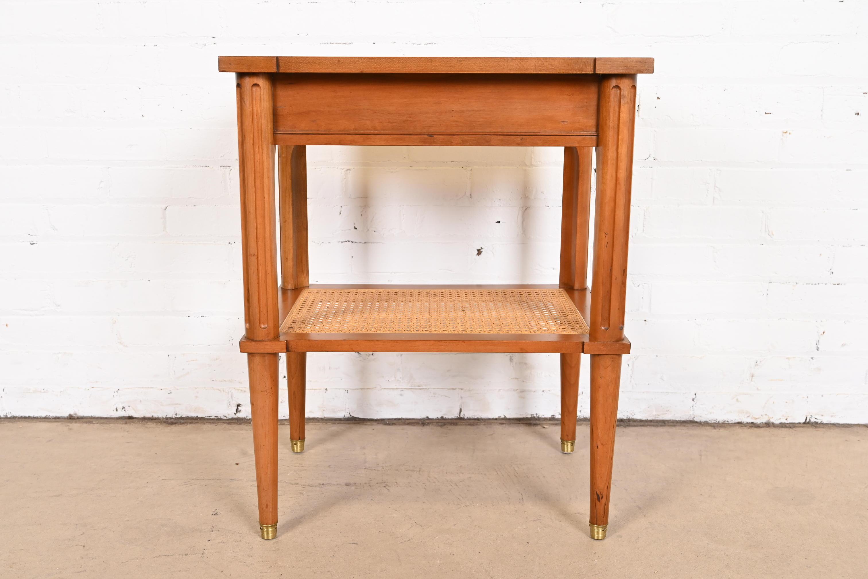 Baker Furniture French Regency Louis XVI Cherry Wood and Cane Bedside Table 8