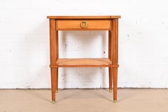 Baker Furniture French Regency Louis XVI Cherry Wood and Cane Bedside Table