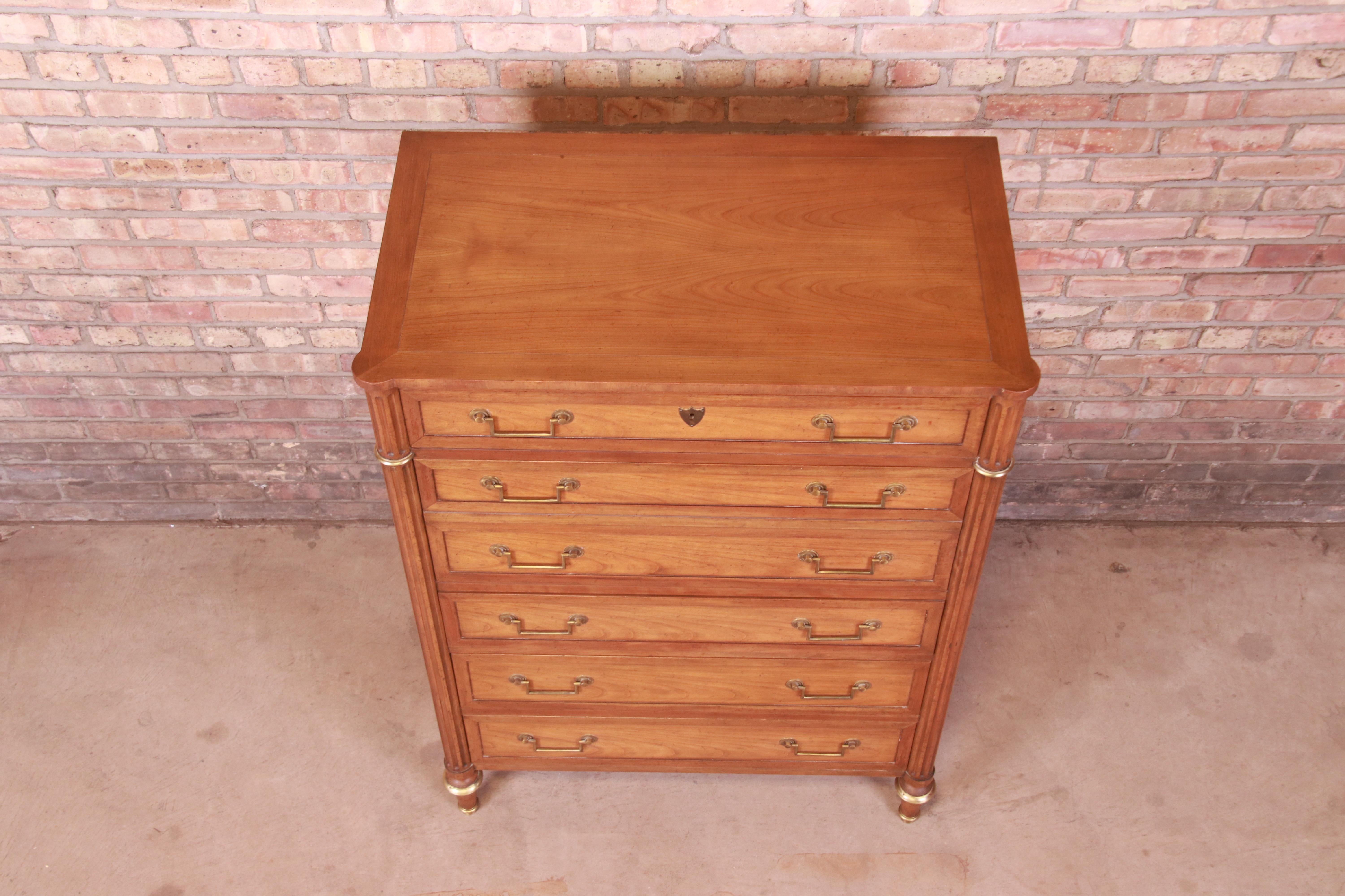 Baker Furniture French Regency Louis XVI Cherry Wood Highboy Dresser, 1960s 5