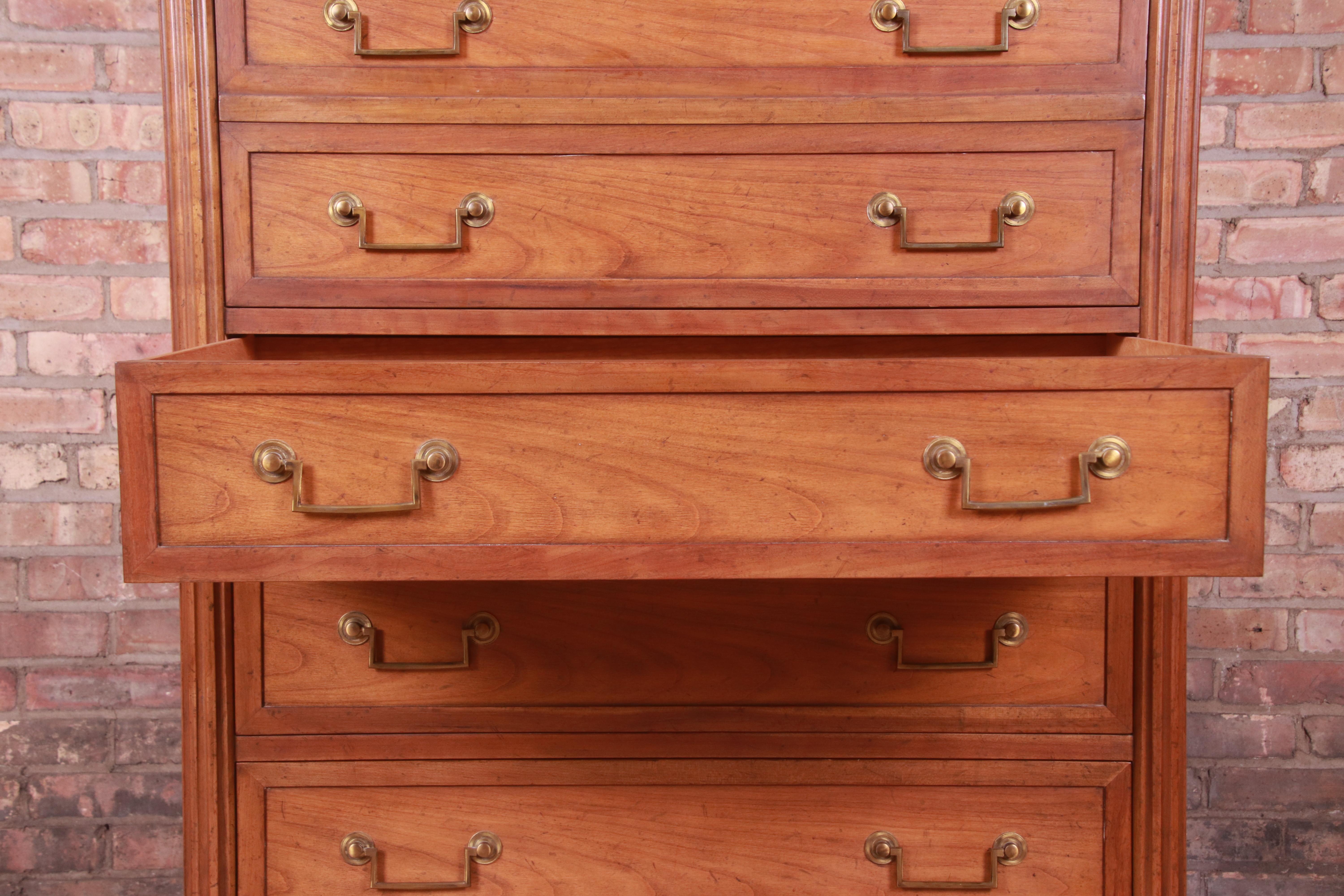 Baker Furniture French Regency Louis XVI Cherry Wood Highboy Dresser, 1960s 2
