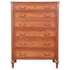 Baker Furniture French Regency Louis XVI Cherry Wood Highboy Dresser, 1960s
