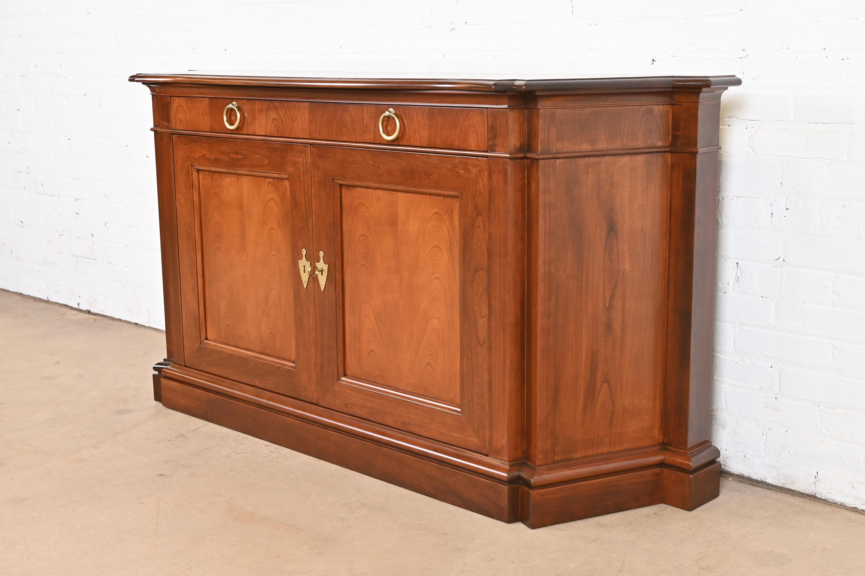 Baker Furniture French Regency Louis XVI Cherry Wood Sideboard, Newly Refinished In Good Condition For Sale In South Bend, IN