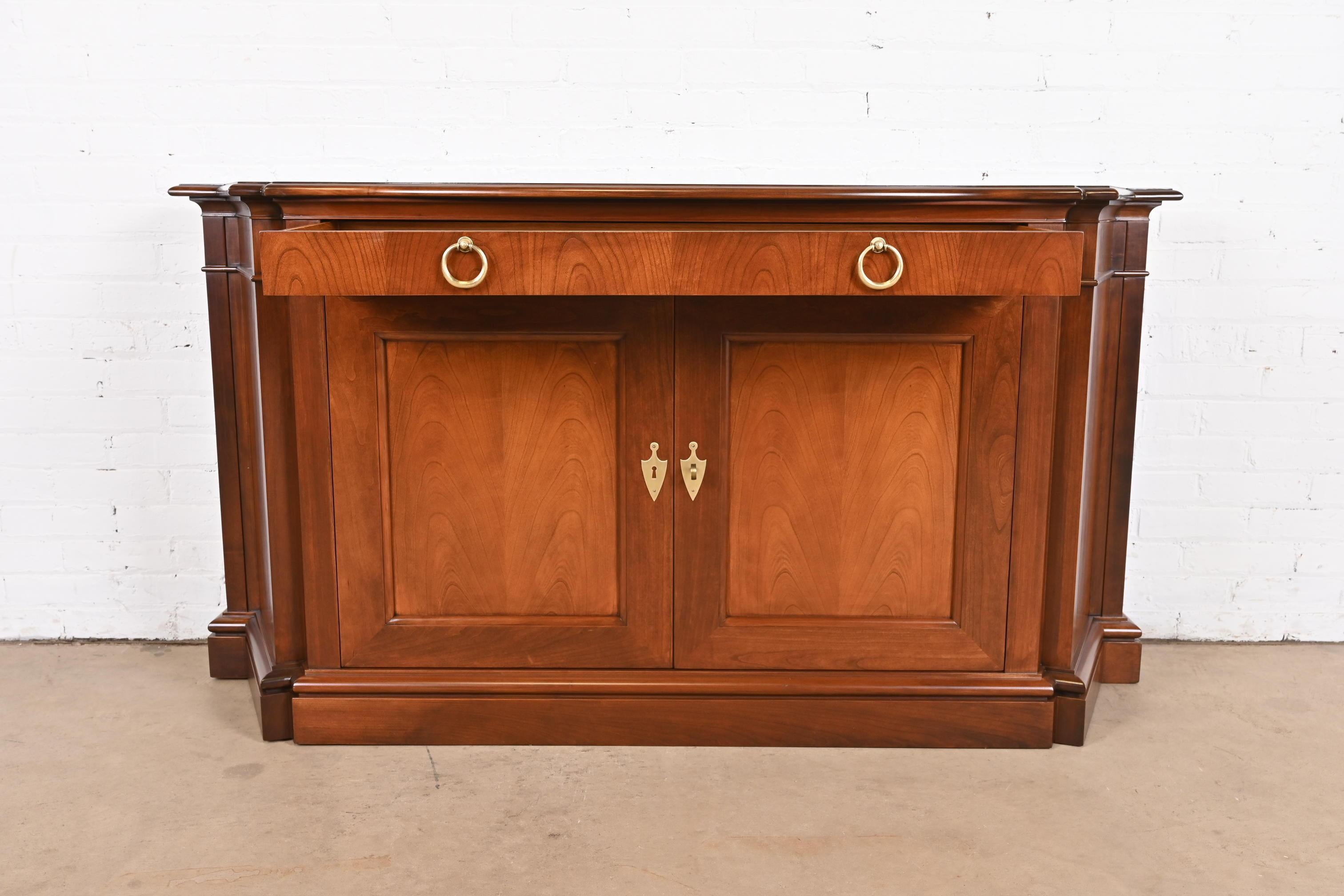 Baker Furniture French Regency Louis XVI Cherry Wood Sideboard, Newly Refinished For Sale 2