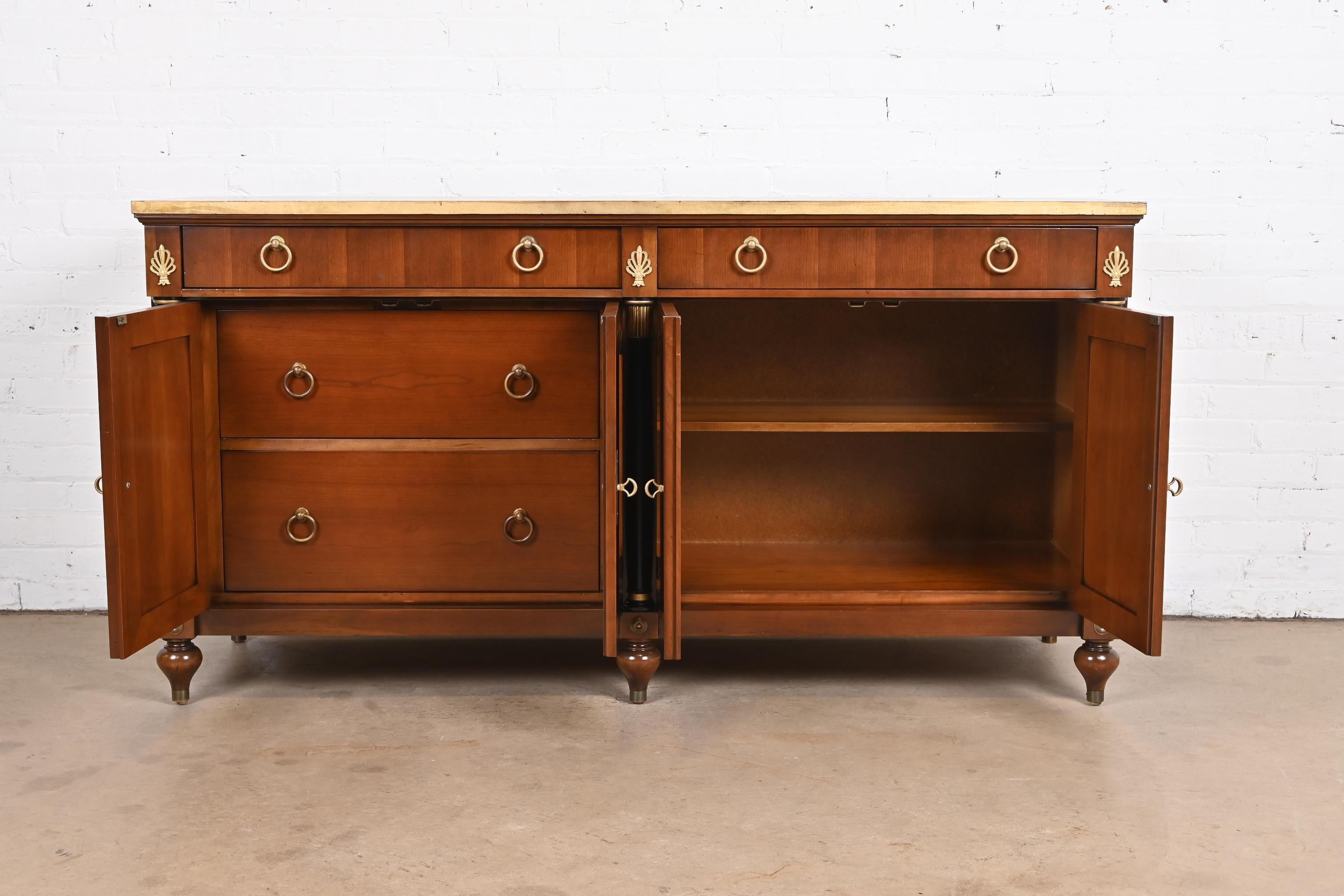 Baker Furniture French Regency Louis XVI Cherry Wood Sideboard or Bar Cabinet 8