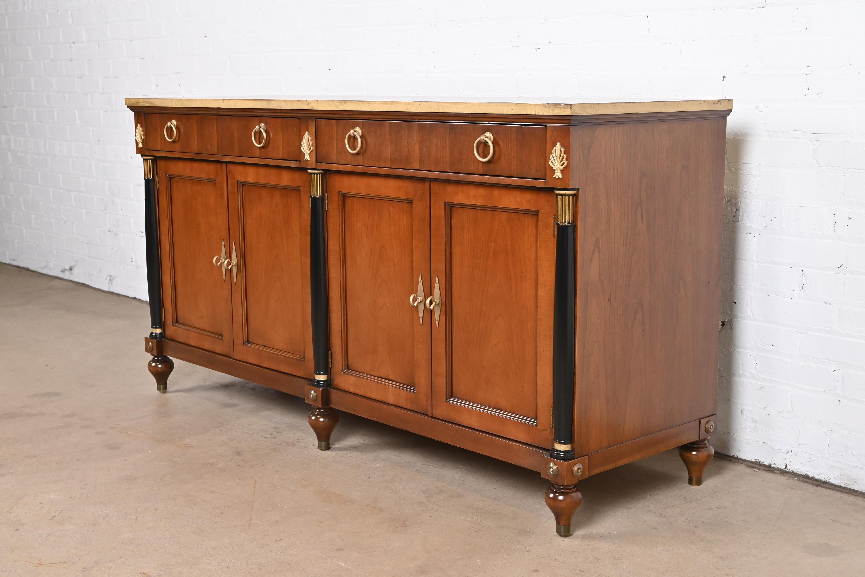 Baker Furniture French Regency Louis XVI Cherry Wood Sideboard or Bar Cabinet In Good Condition In South Bend, IN