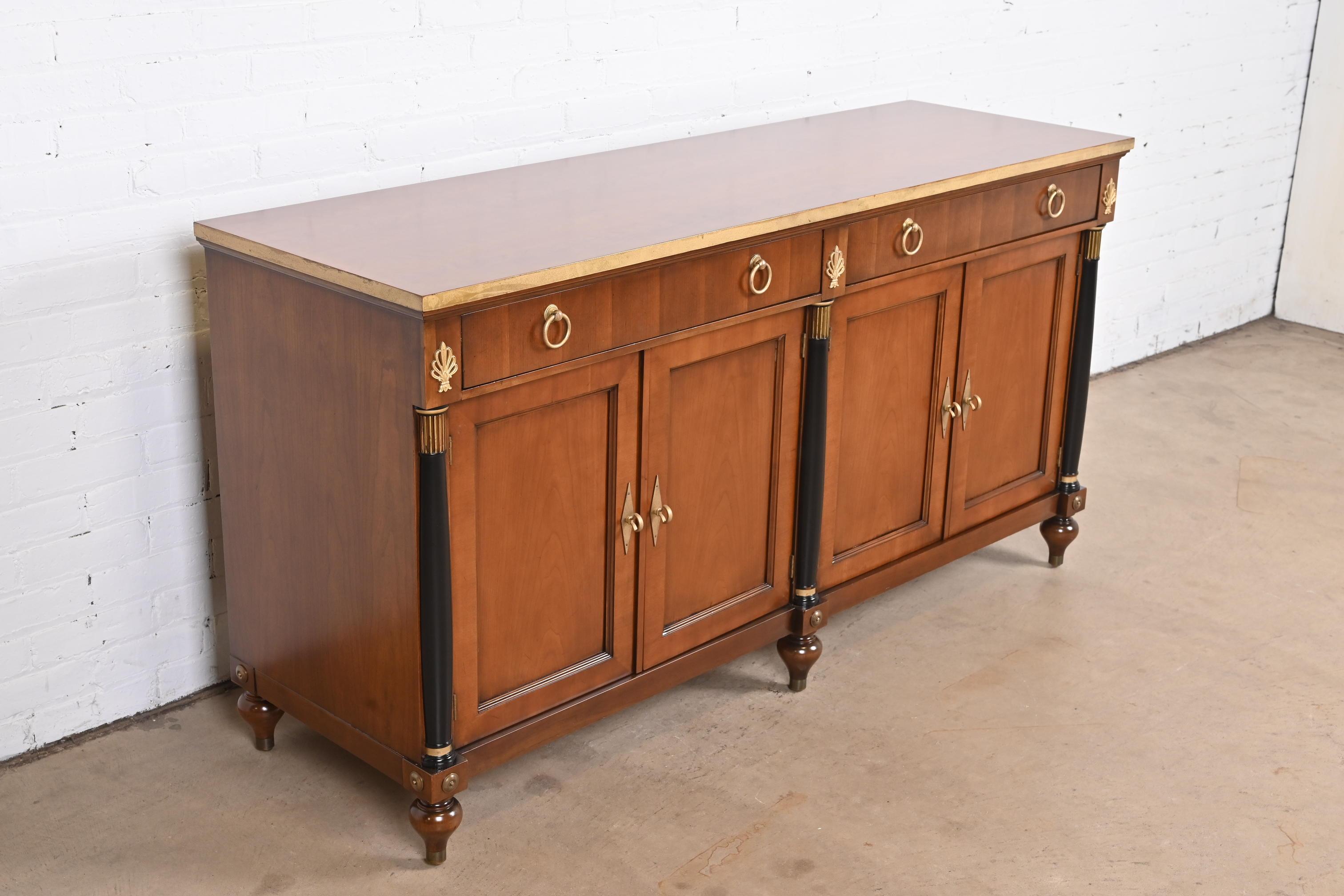 Baker Furniture French Regency Louis XVI Cherry Wood Sideboard or Bar Cabinet 1