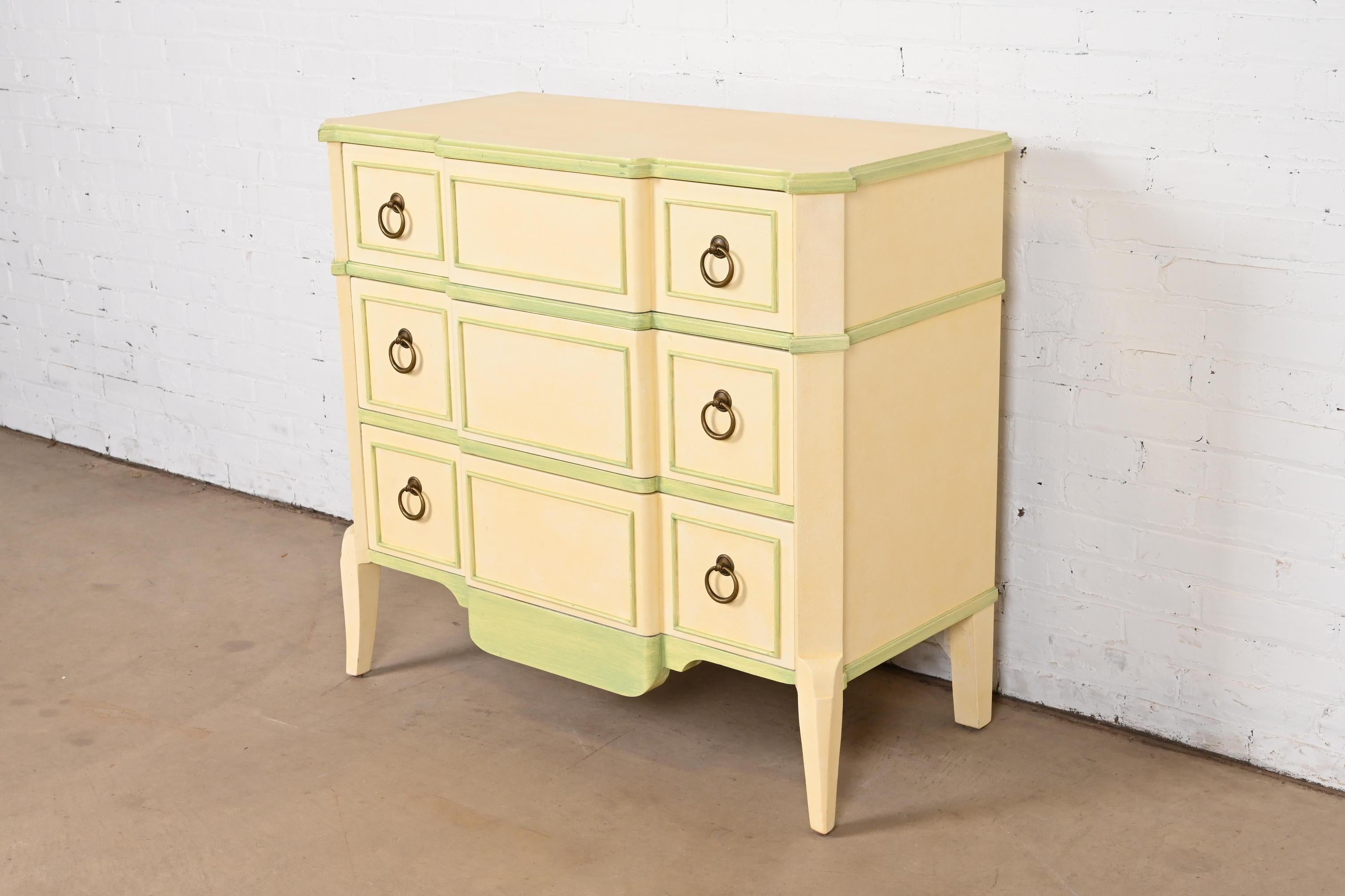 American Baker Furniture French Regency Louis XVI Cream Lacquered Dresser or Chest  For Sale