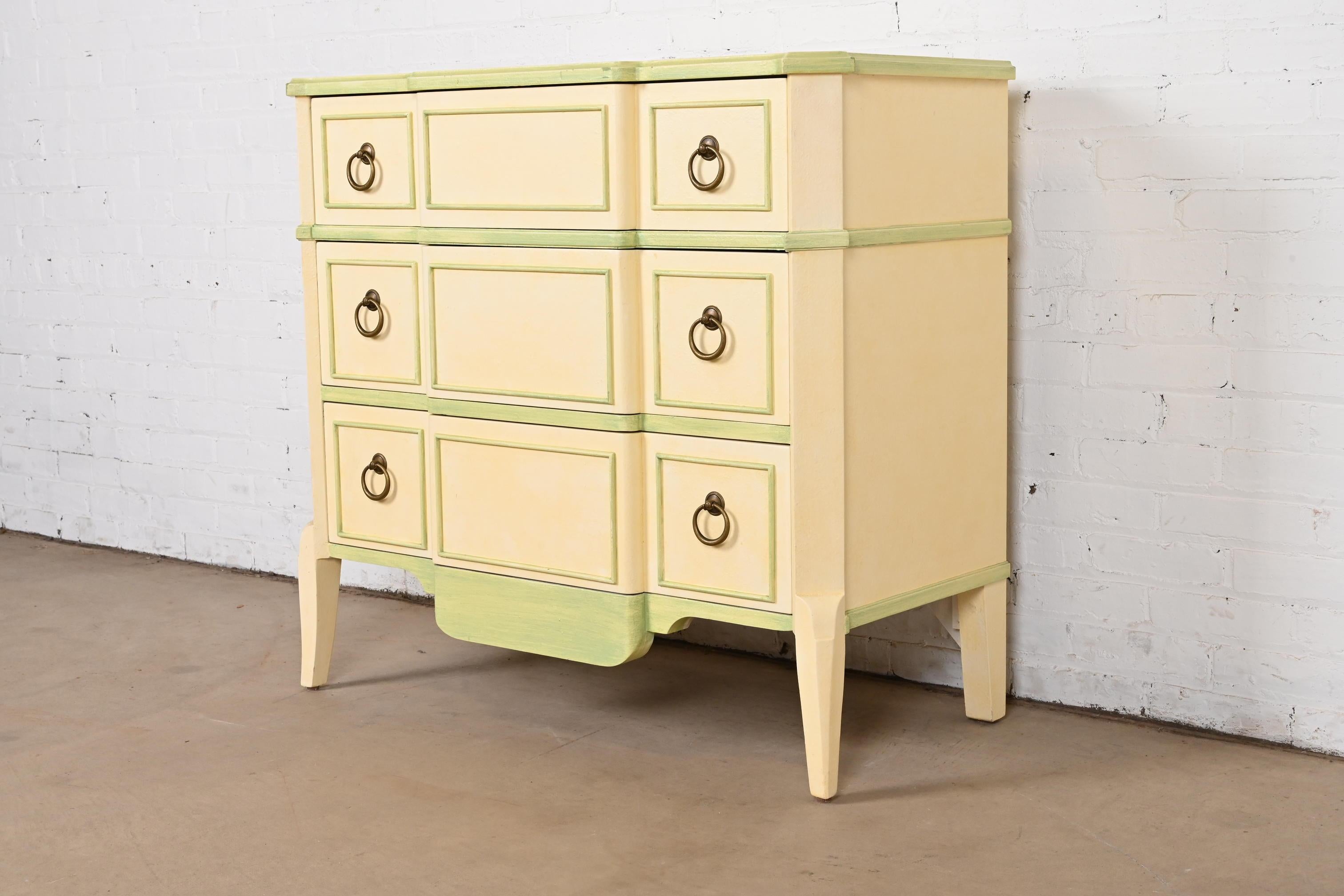 Baker Furniture French Regency Louis XVI Cream Lacquered Dresser or Chest  In Good Condition For Sale In South Bend, IN