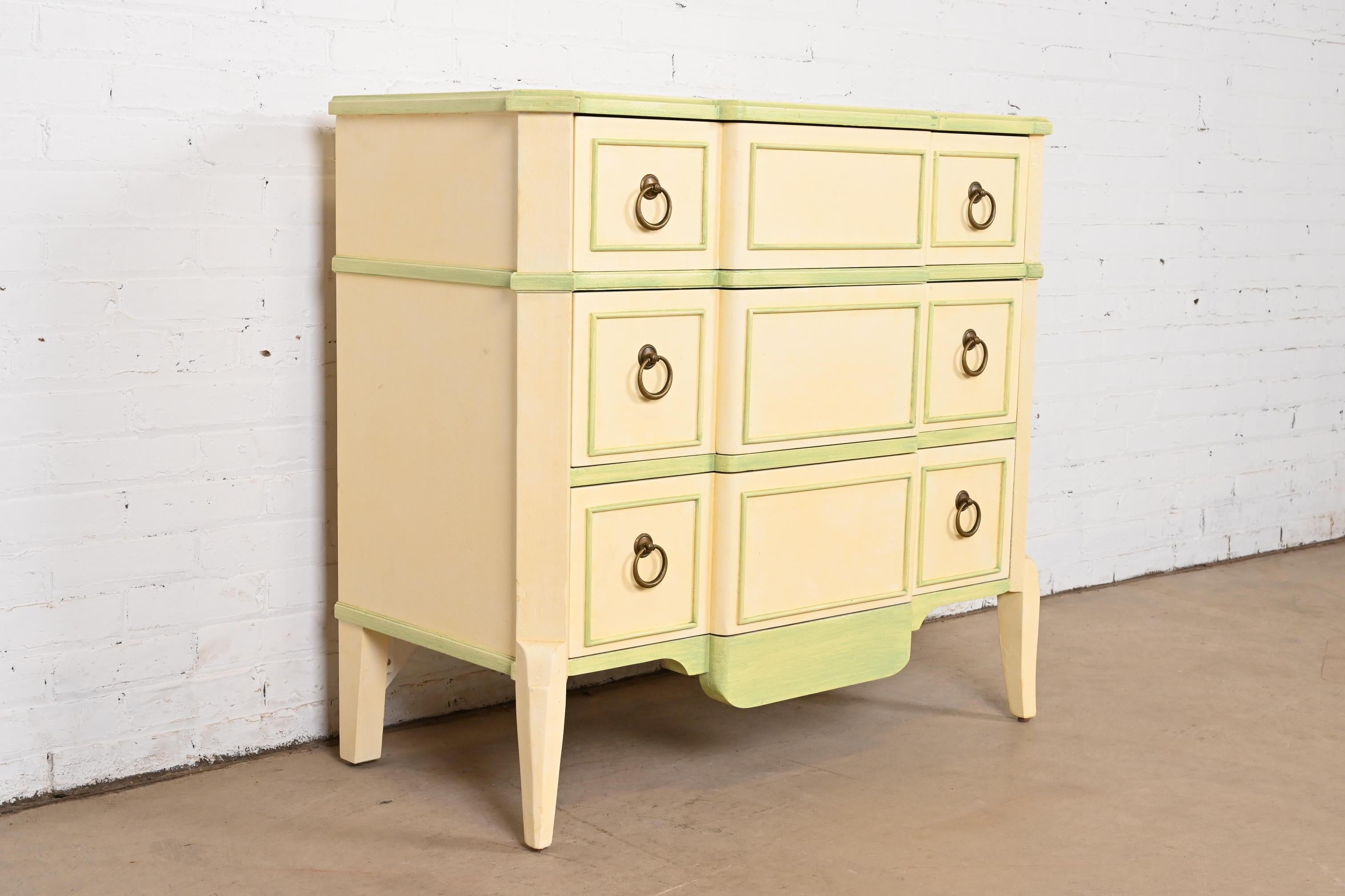 20th Century Baker Furniture French Regency Louis XVI Cream Lacquered Dresser or Chest  For Sale