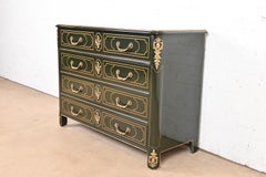 Baker Furniture French Regency Louis XVI Green Lacquered Chest of Drawers
