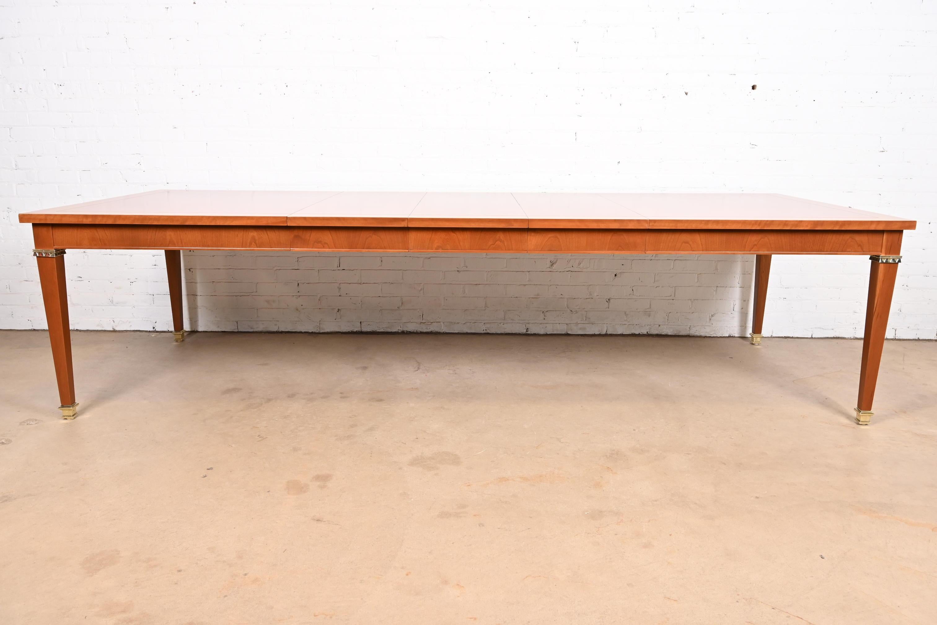 Late 20th Century Baker Furniture French Regency Louis XVI Inlaid Cherry Wood Dining Table For Sale
