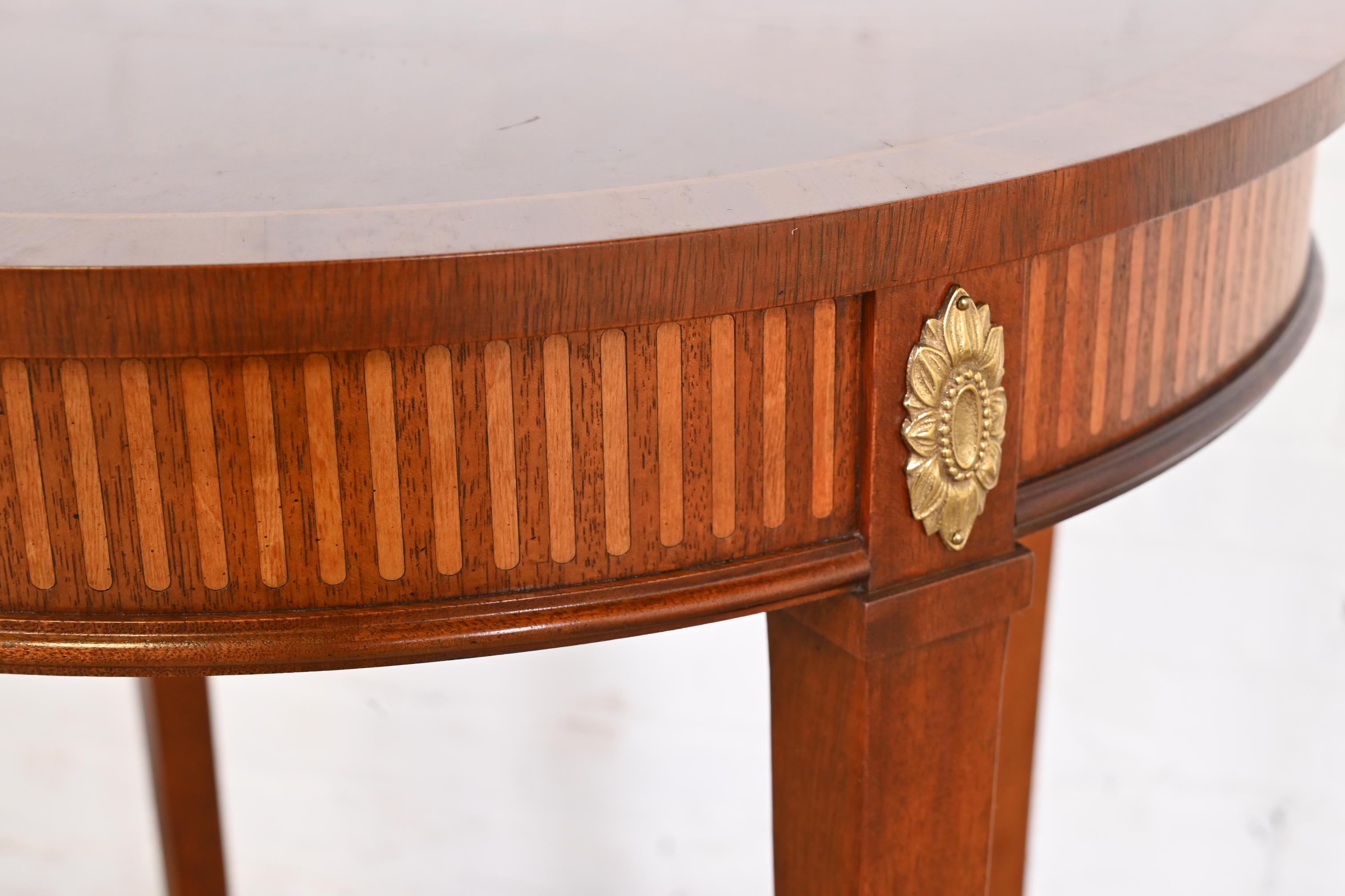 Baker Furniture French Regency Louis XVI Mahogany and Satinwood Tea Table 2
