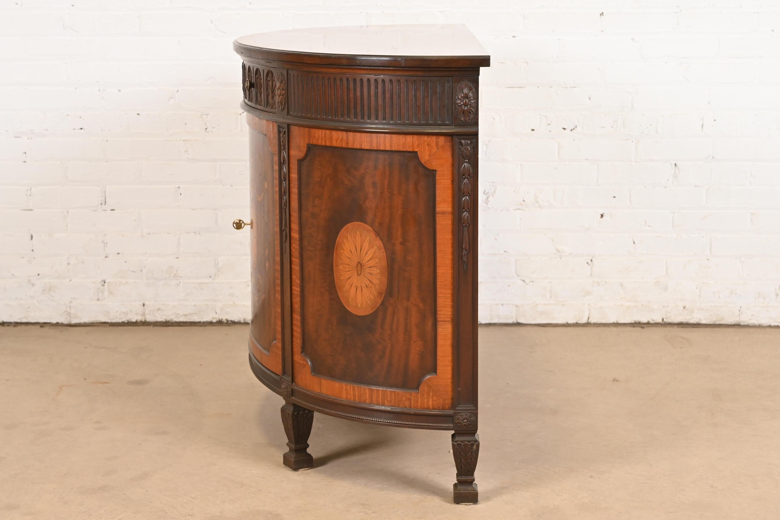 Baker Furniture French Regency Louis XVI Mahogany Demilune Console Table For Sale 4