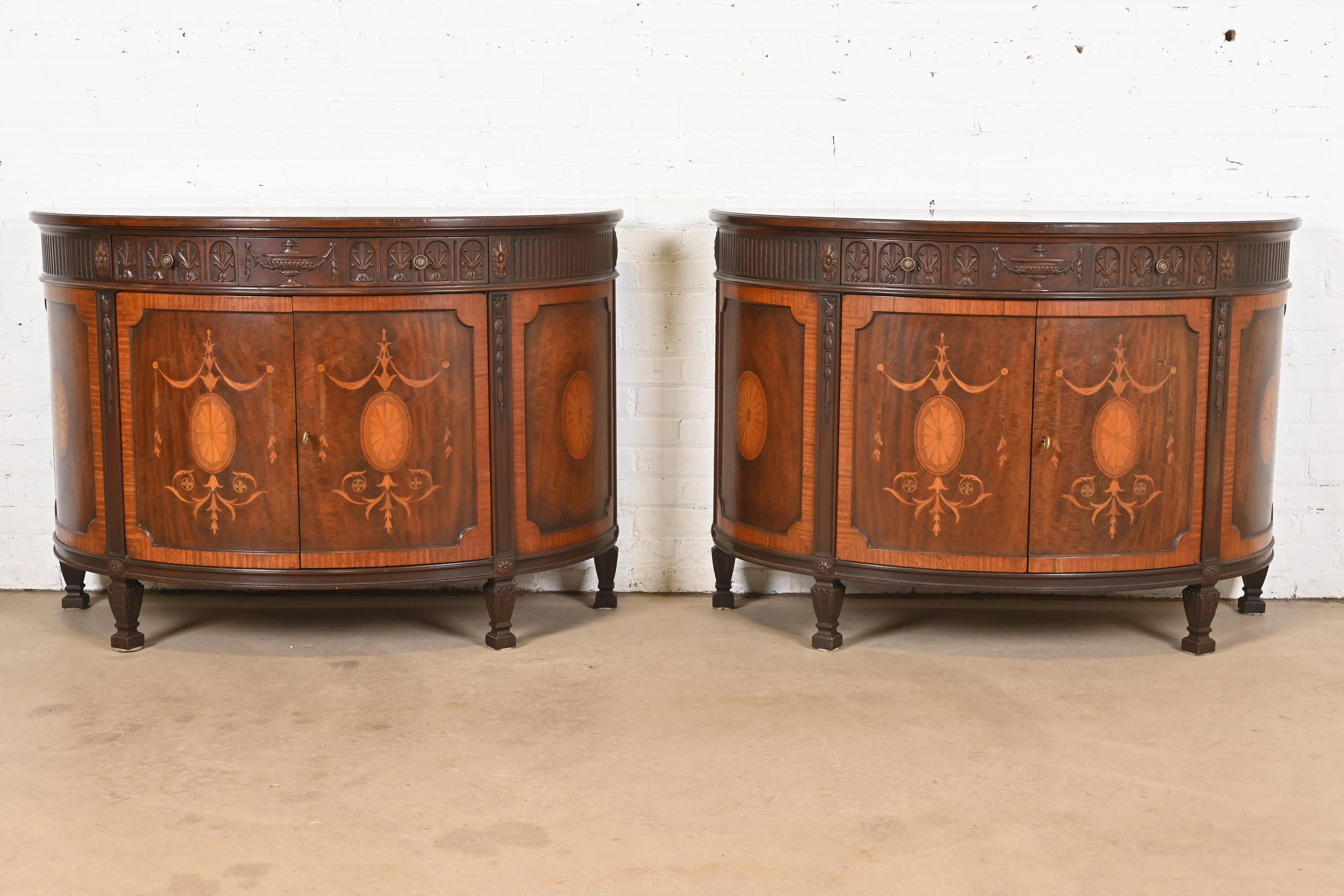 Baker Furniture French Regency Louis XVI Mahogany Demilune Console Table For Sale 5