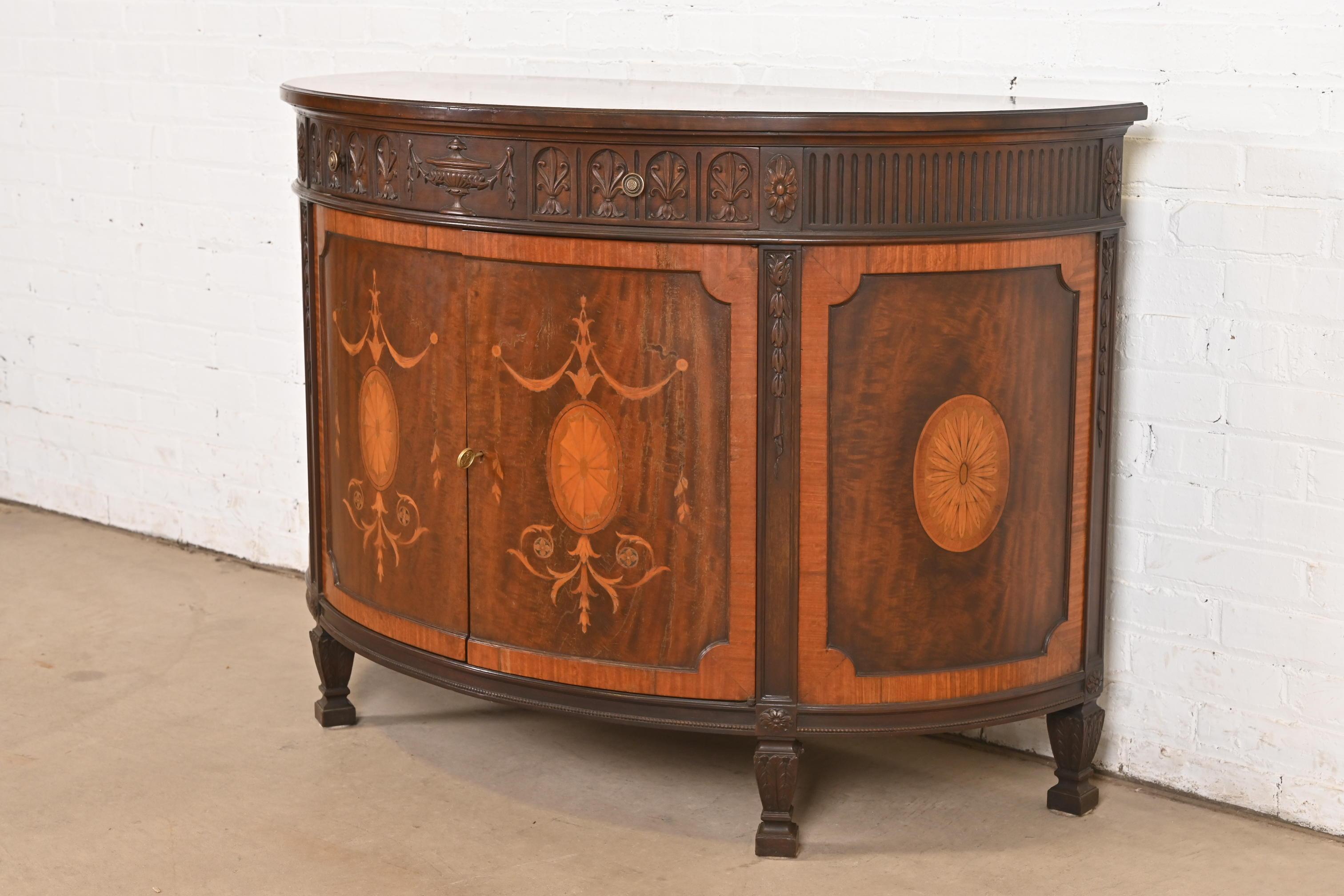 Baker Furniture French Regency Louis XVI Mahogany Demilune Console Table In Good Condition For Sale In South Bend, IN