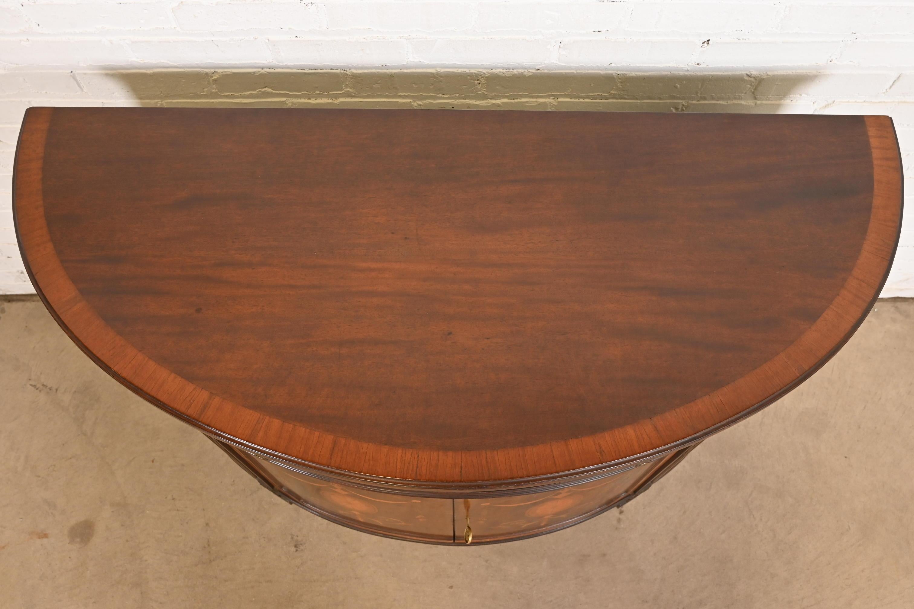 Baker Furniture French Regency Louis XVI Mahogany Demilune Console Table For Sale 3