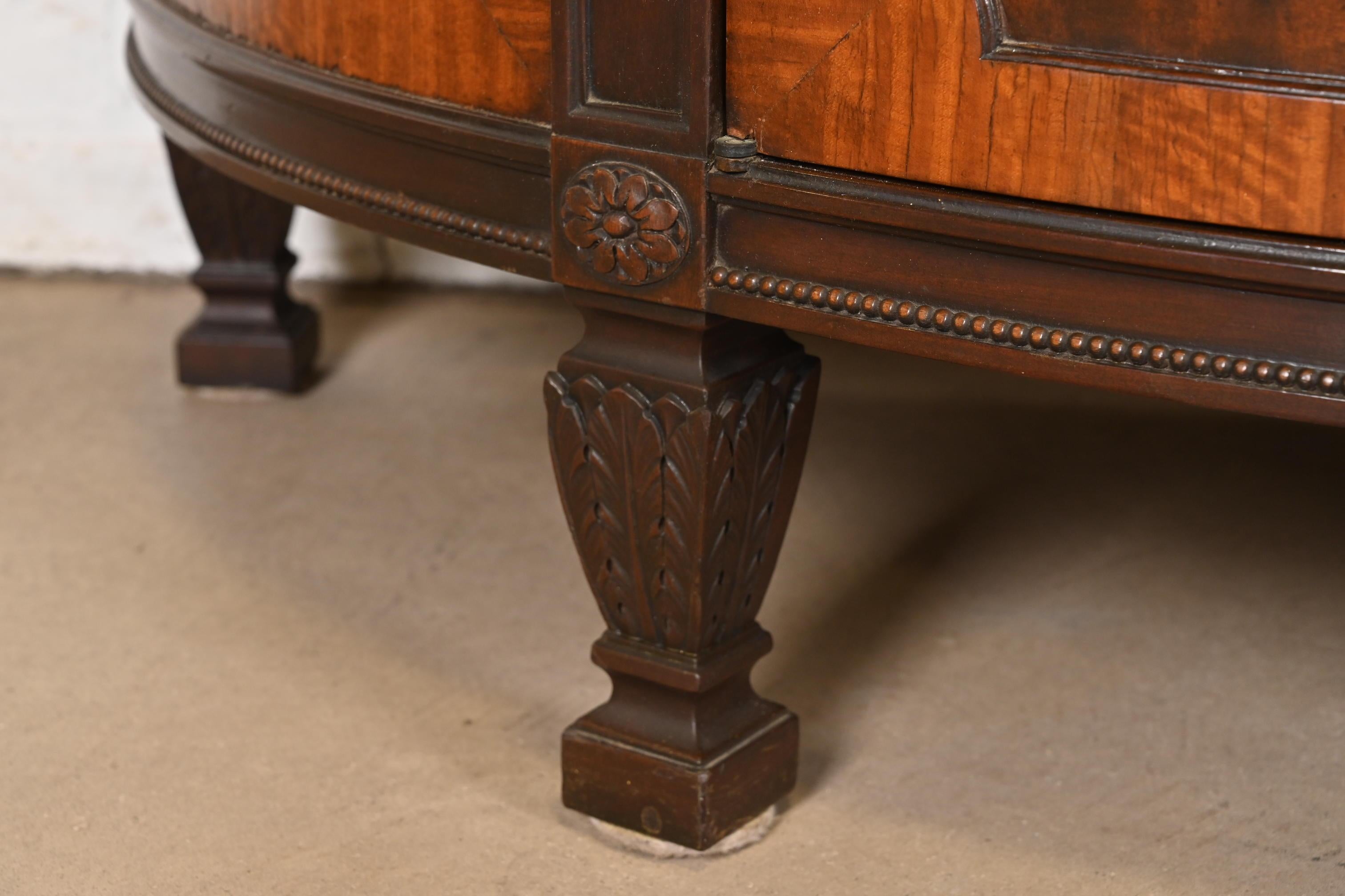 Baker Furniture French Regency Louis XVI Mahogany Demilune Console Tables For Sale 3