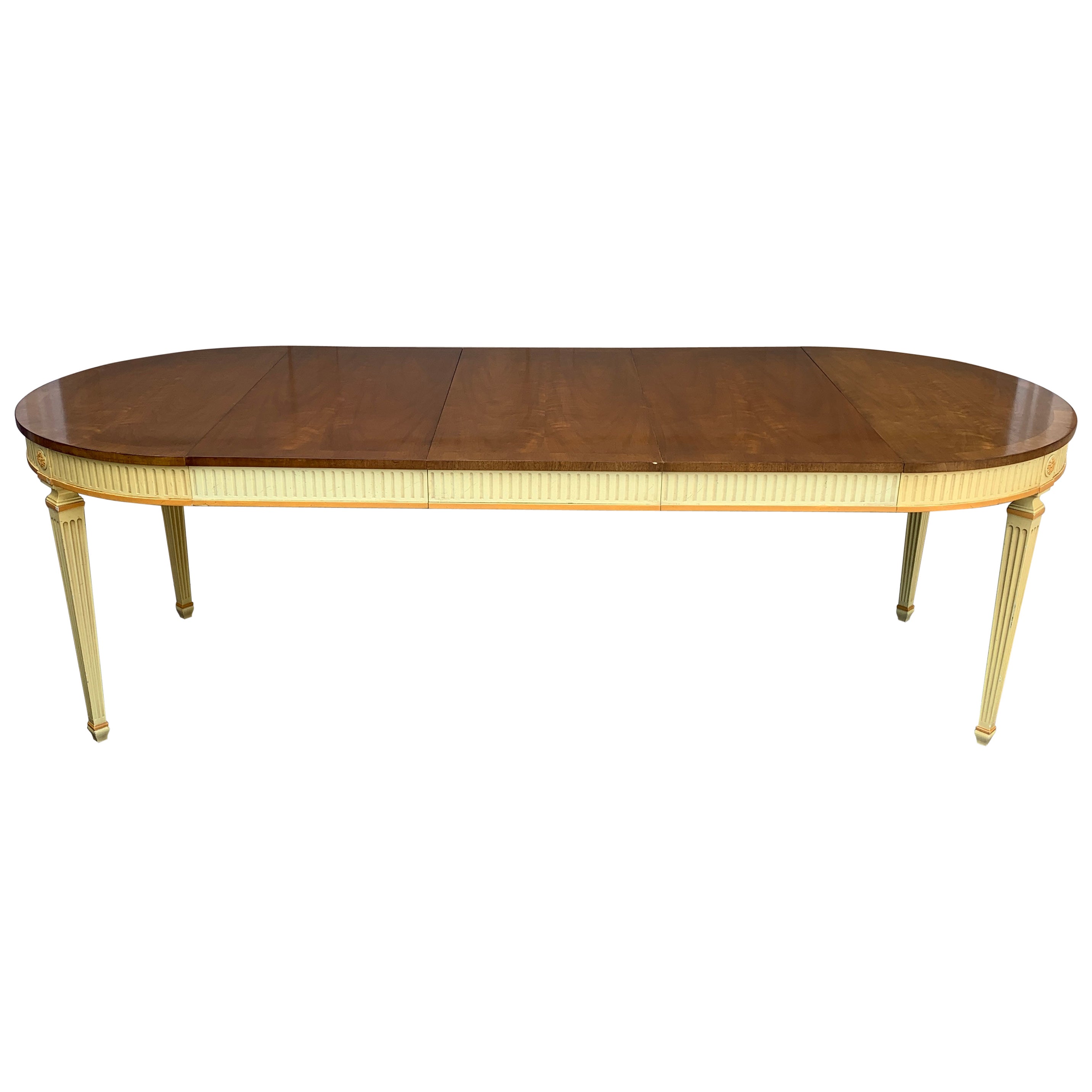 Baker Furniture French Regency Louis XVI Mahogany Painted Dining Table, 1960s