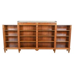 Baker Furniture Französisches Regency Louis XVI Monumentales Bücherregal aus Palisanderholz mit Marmorplatte