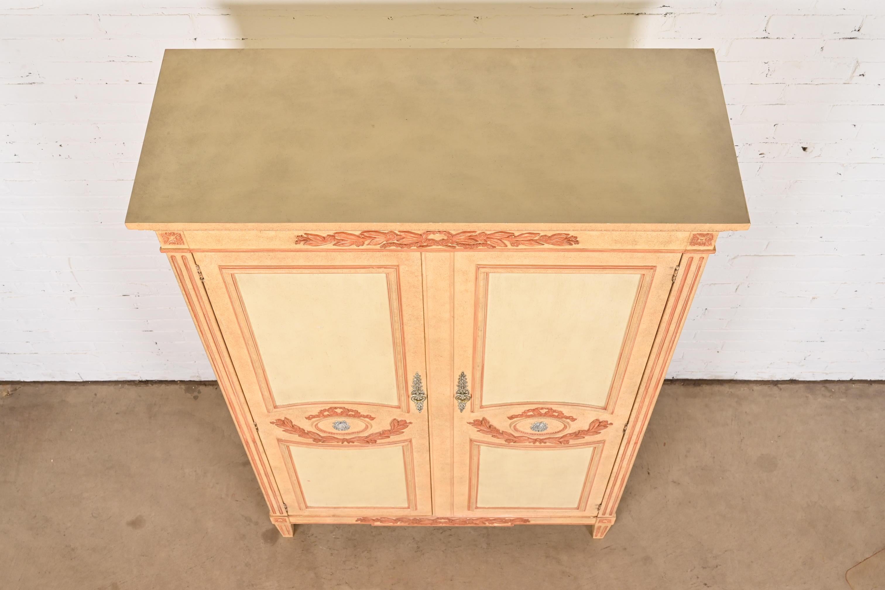 Baker Furniture French Regency Louis XVI Painted Armoire Dresser, 1960s 3