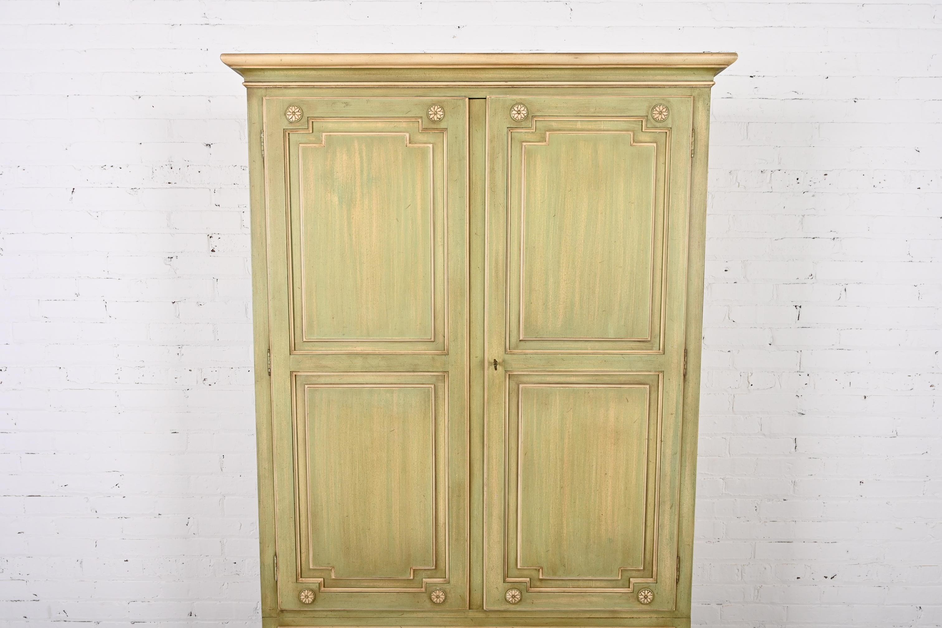 Baker Furniture French Regency Louis XVI Painted Armoire Dresser or Linen Press For Sale 5