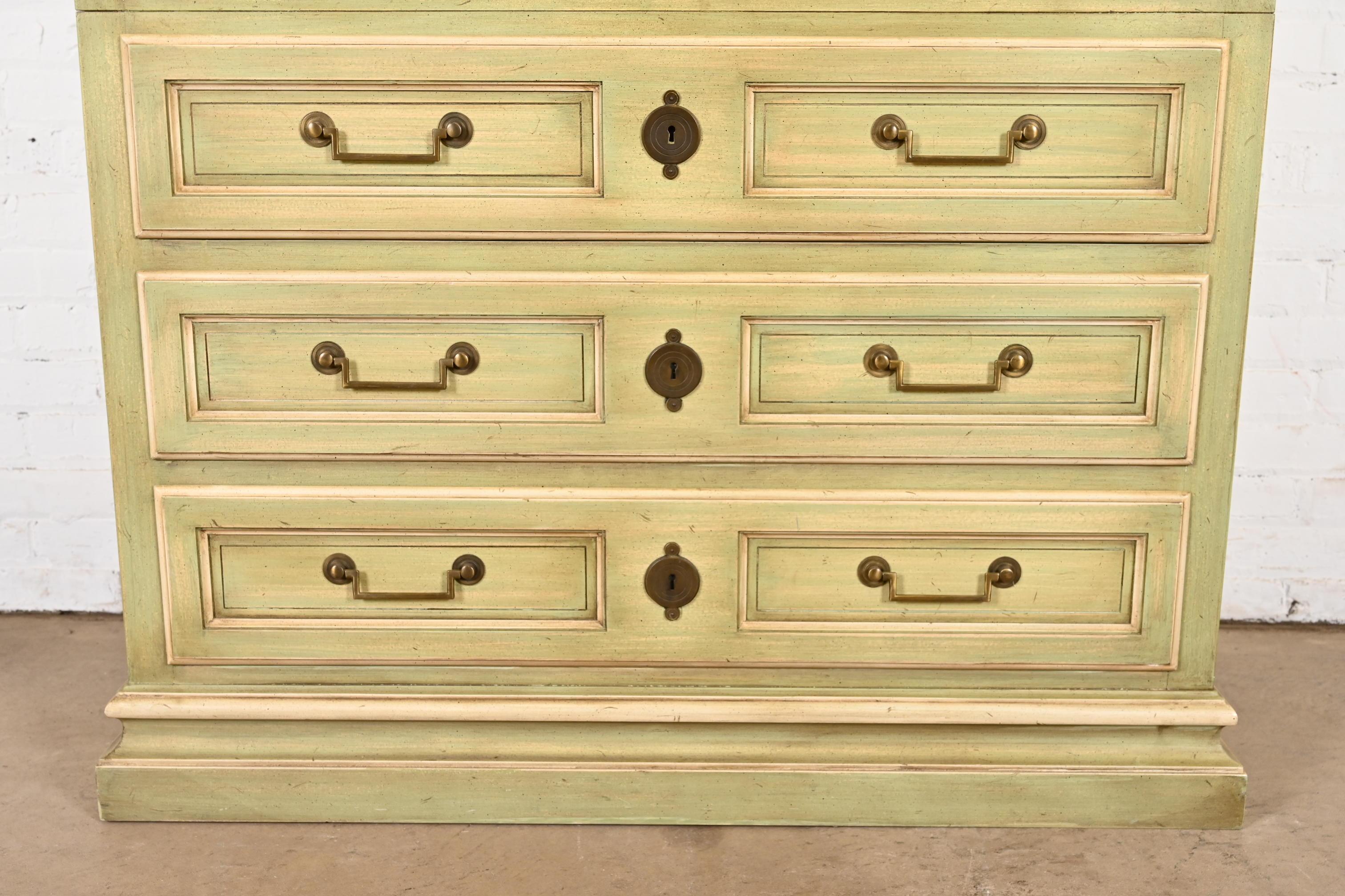 Baker Furniture French Regency Louis XVI Painted Armoire Dresser or Linen Press For Sale 8