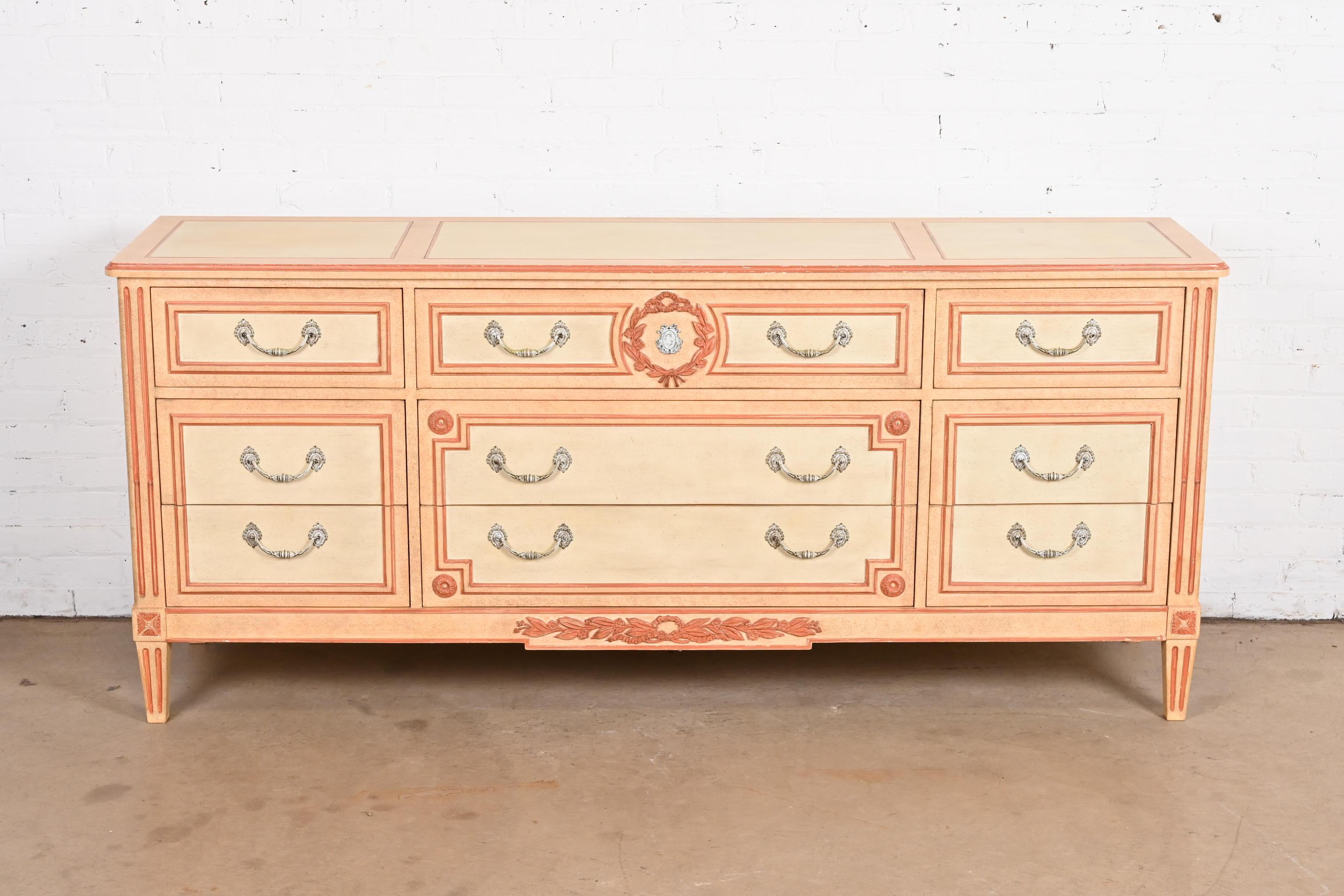 American Baker Furniture French Regency Louis XVI Painted Dresser or Credenza, 1960s
