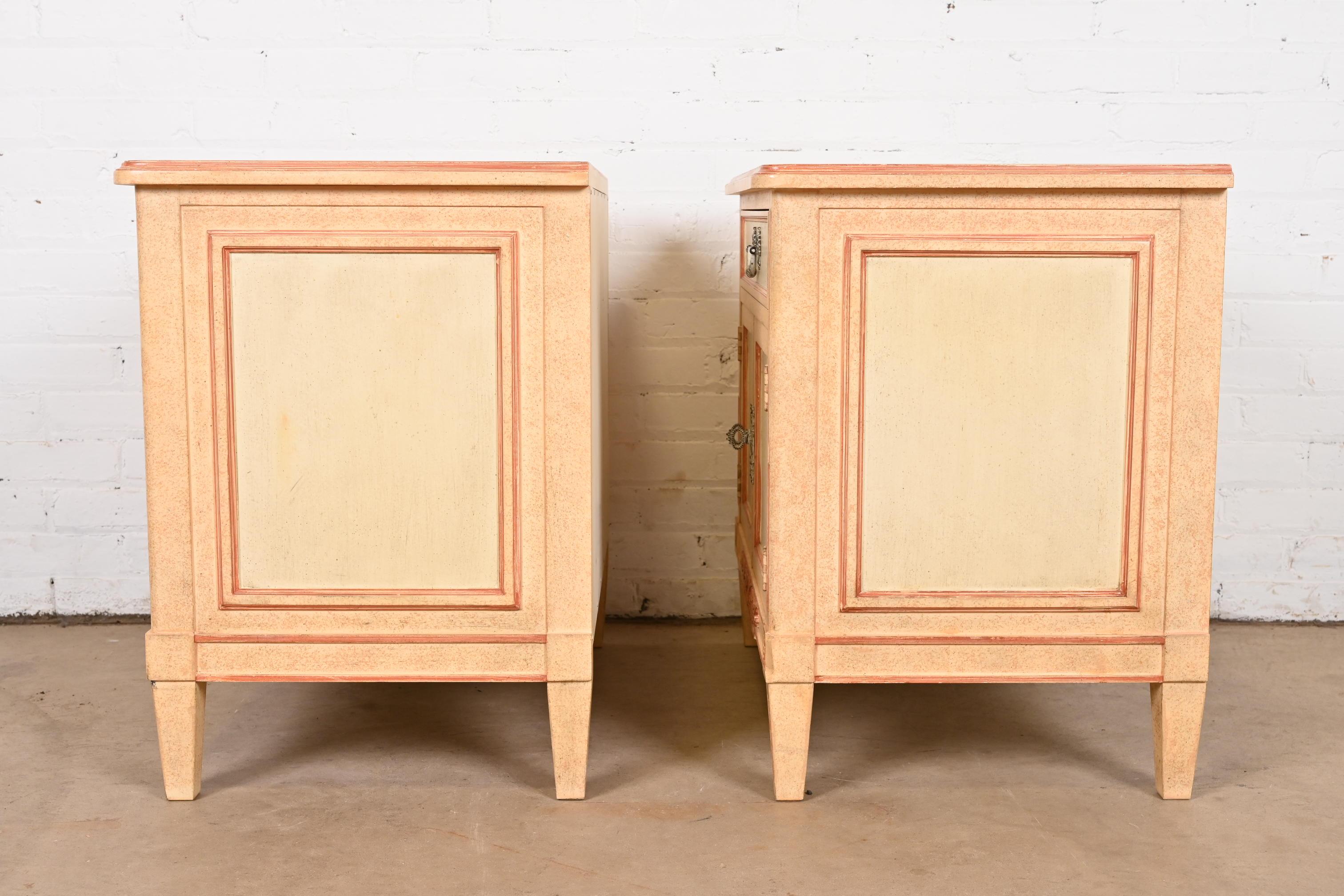 Baker Furniture French Regency Louis XVI Painted Nightstands, 1960s For Sale 7
