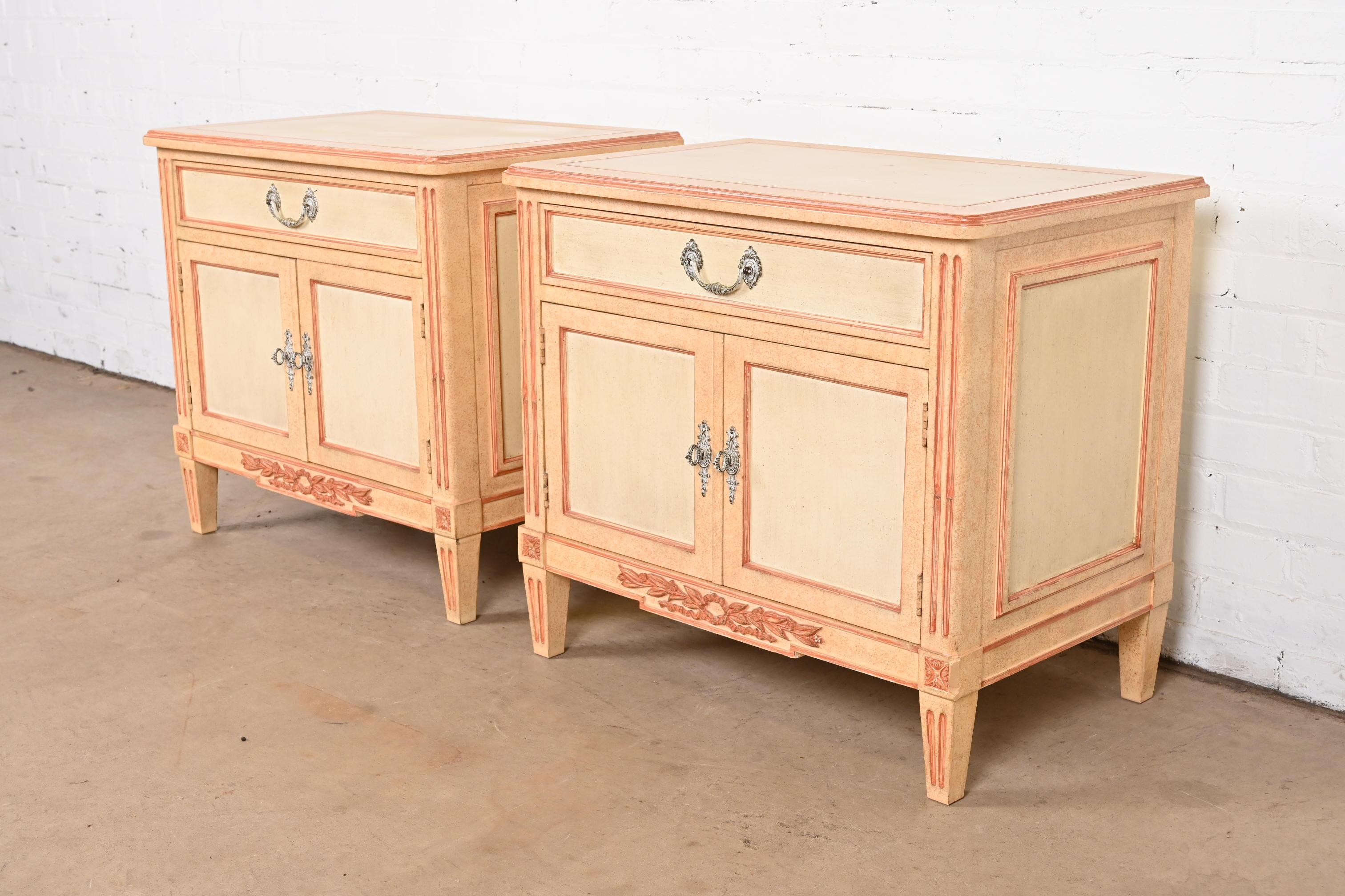 American Baker Furniture French Regency Louis XVI Painted Nightstands, 1960s For Sale