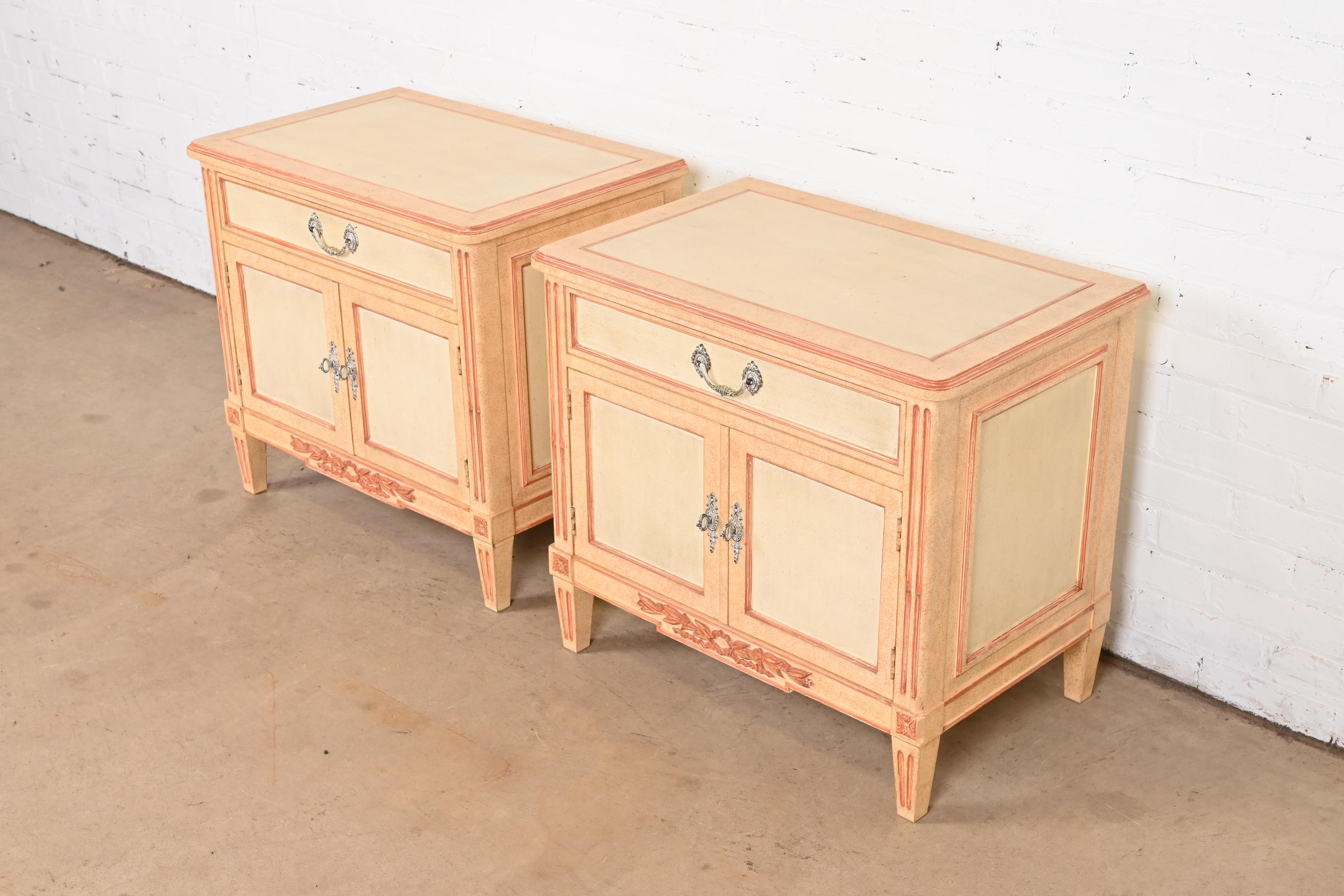 Baker Furniture French Regency Louis XVI Painted Nightstands, 1960s In Good Condition For Sale In South Bend, IN