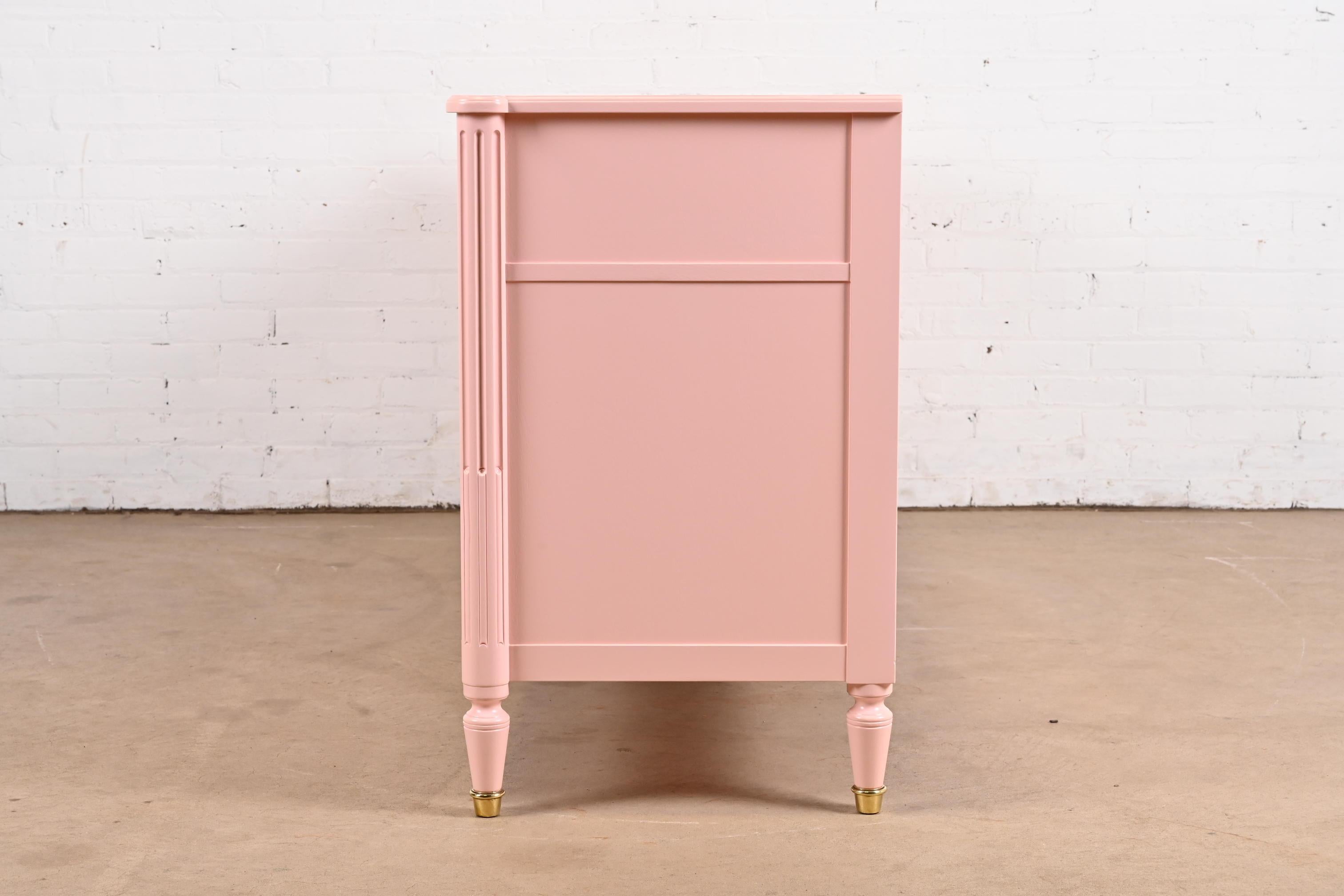Baker Furniture French Regency Louis XVI Pink Lacquered Dresser, Refinished 6
