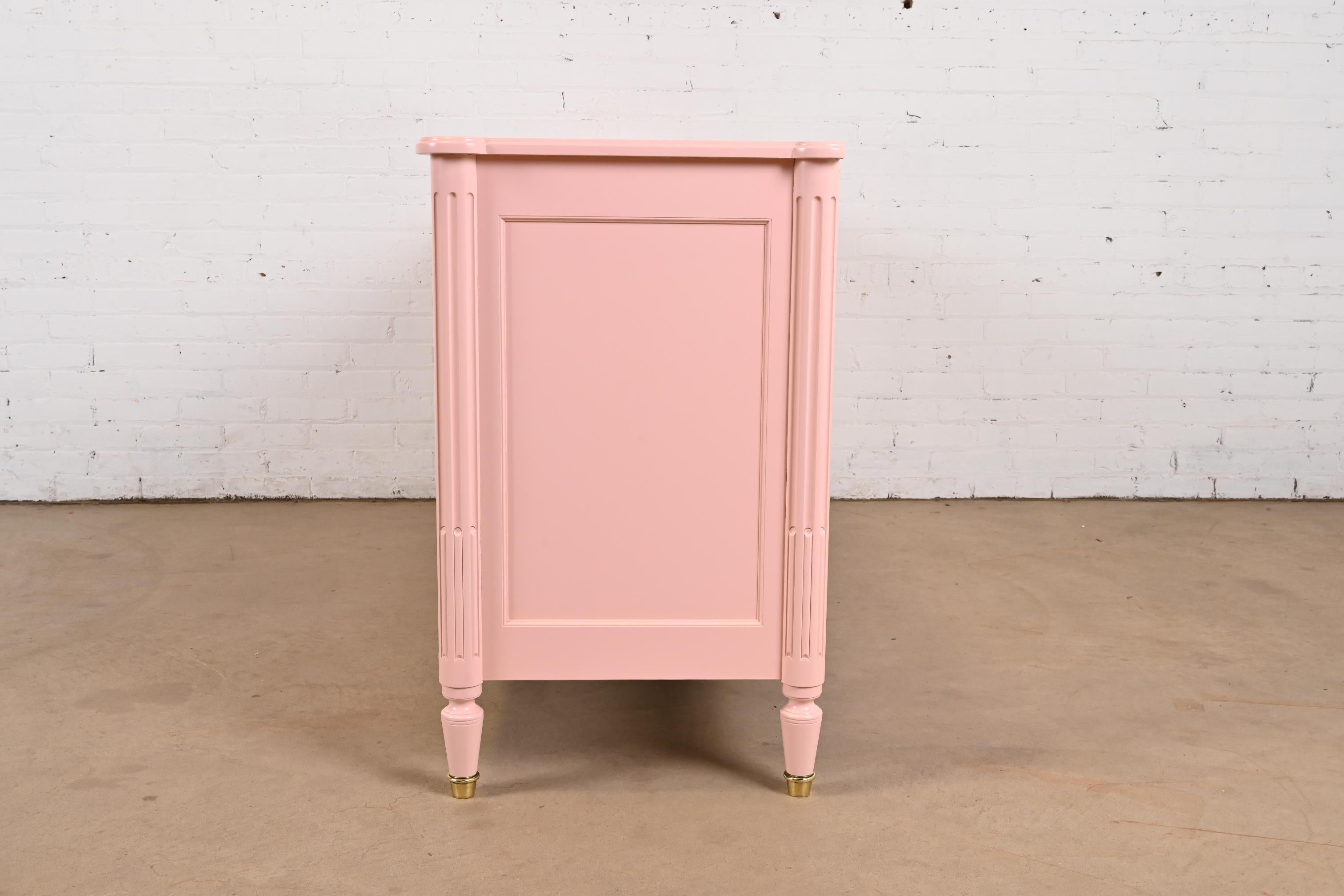 Baker Furniture French Regency Louis XVI Pink Lacquered Dresser, Refinished For Sale 8