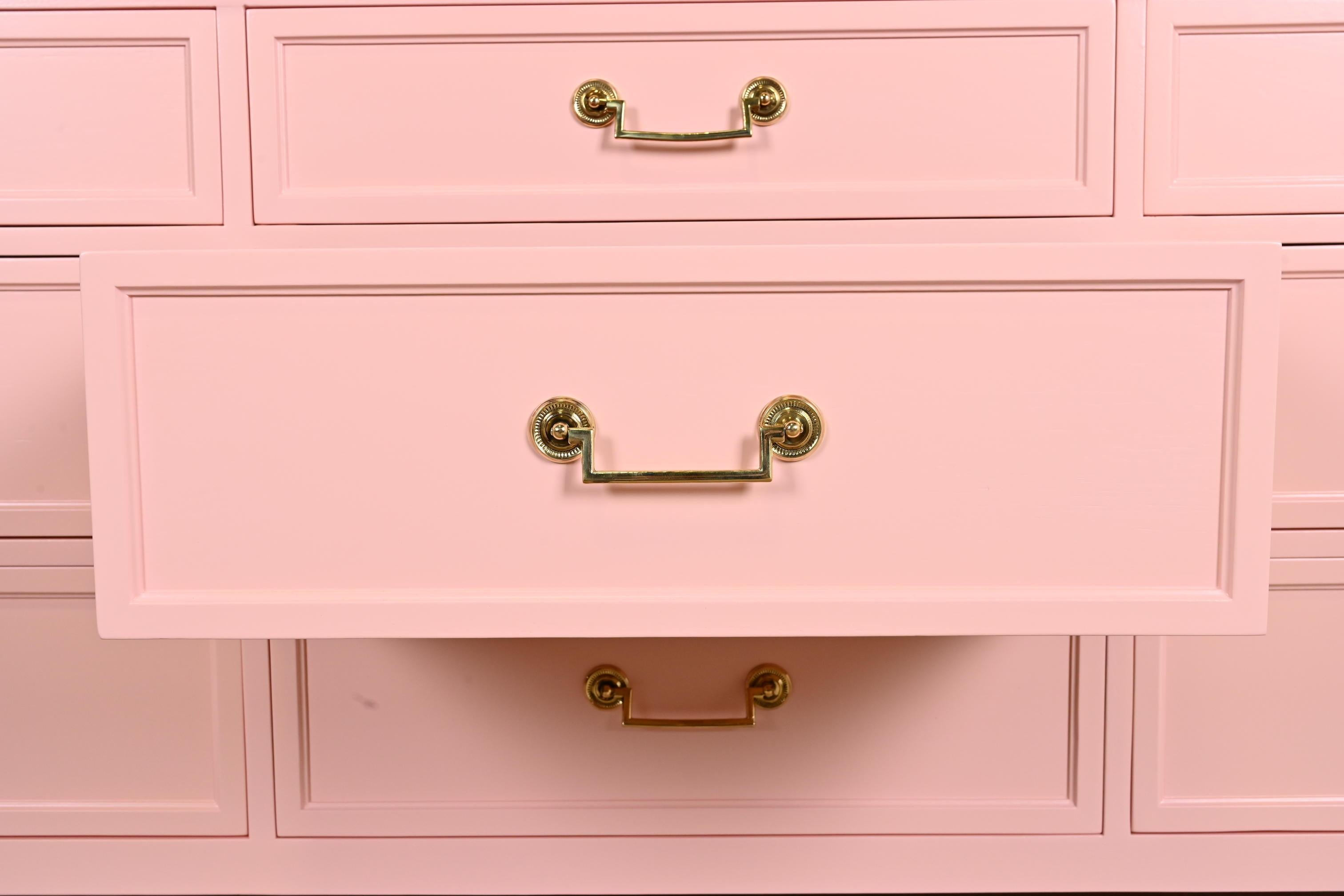 Baker Furniture French Regency Louis XVI Pink Lacquered Dresser, Refinished 2