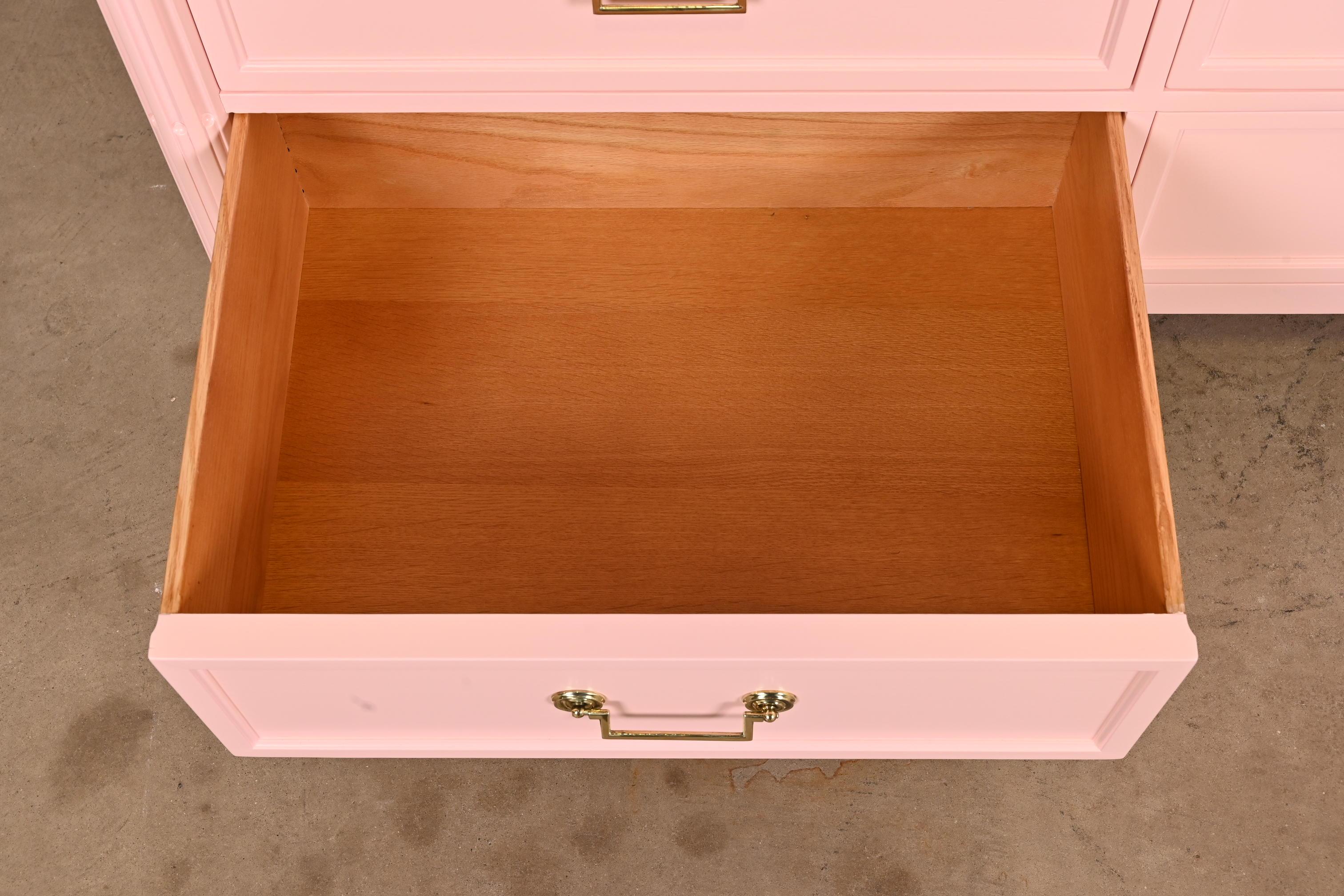 Baker Furniture French Regency Louis XVI Pink Lacquered Dresser, Refinished For Sale 3