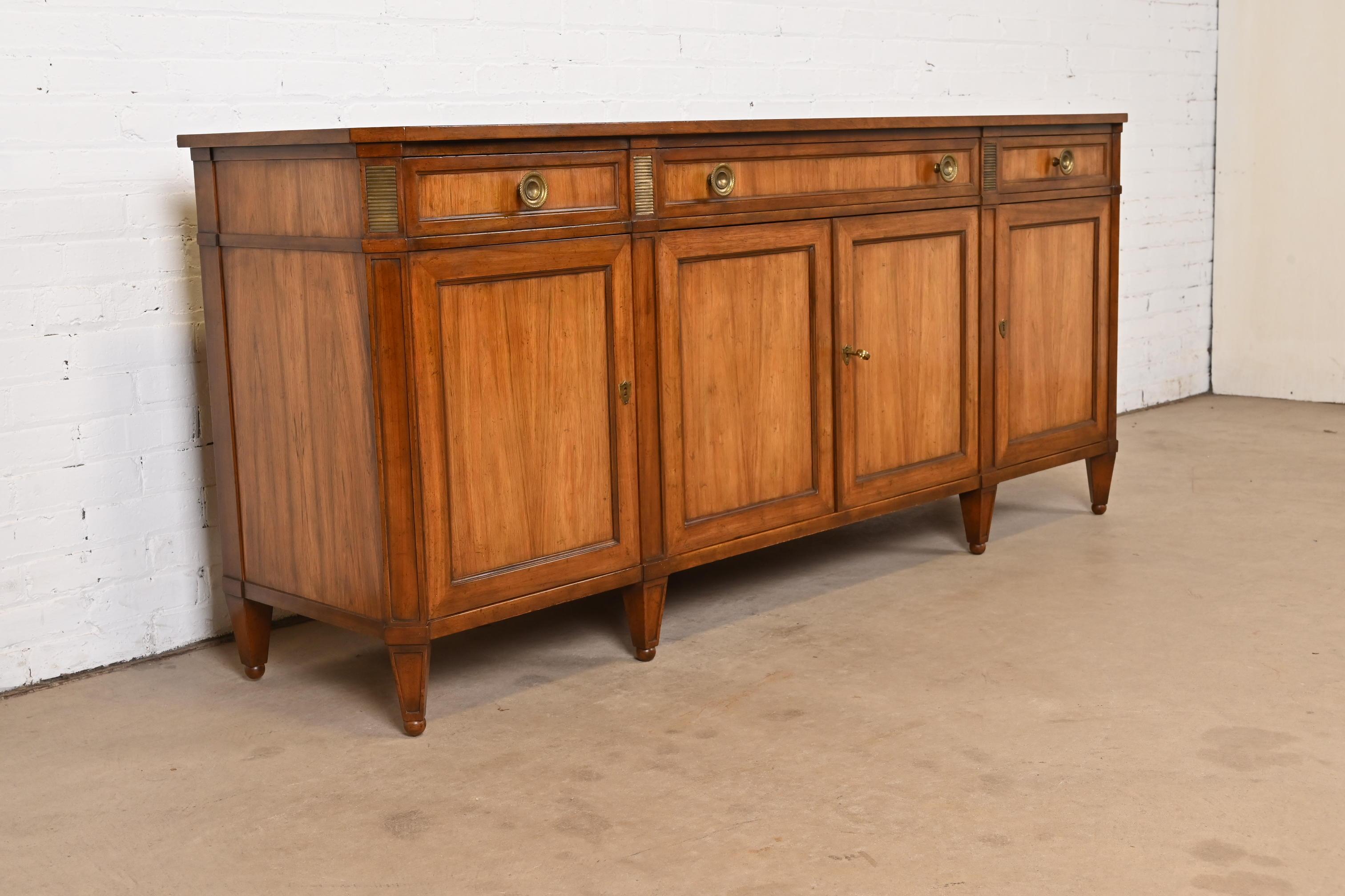 Brass Baker Furniture French Regency Louis XVI Rosewood and Walnut Sideboard Credenza