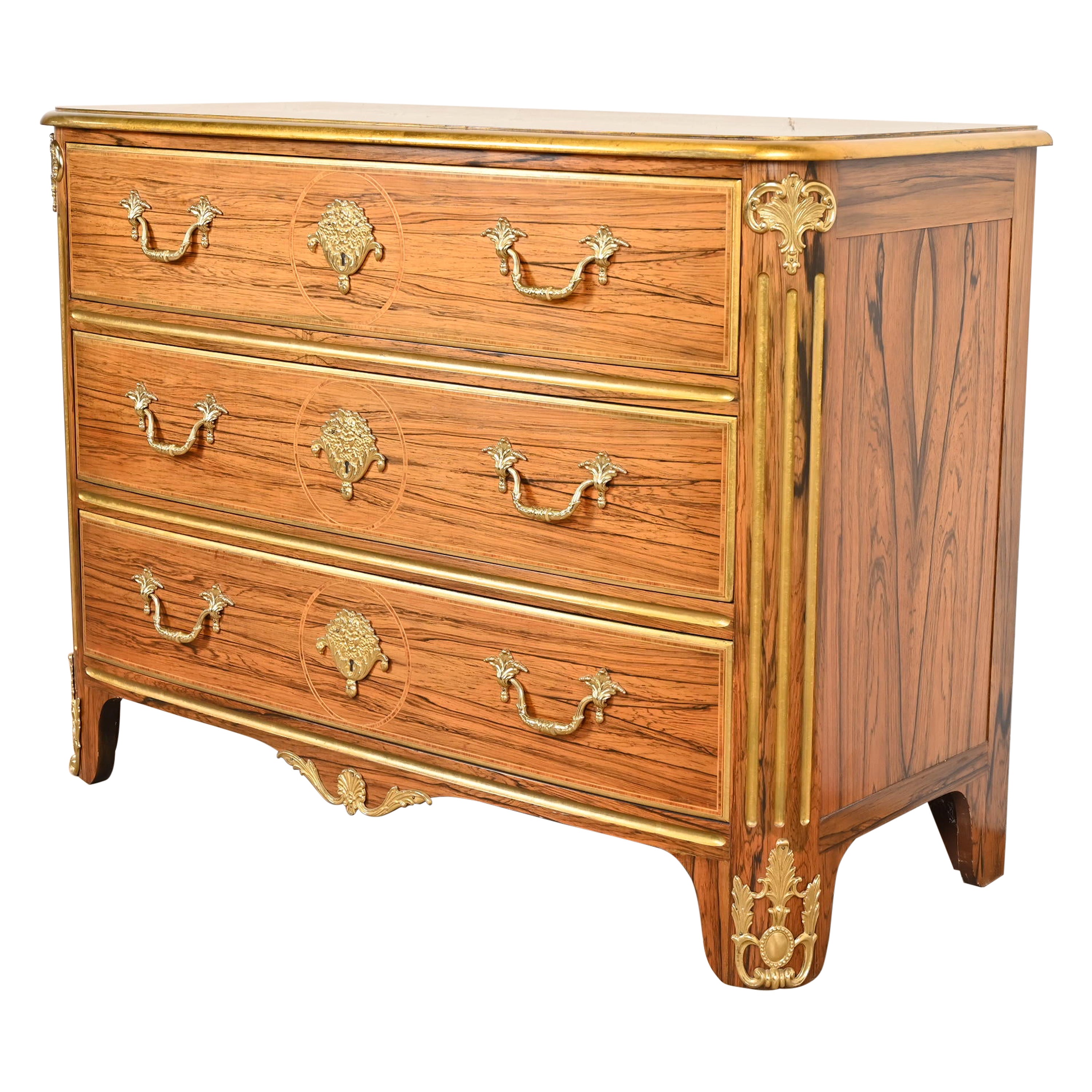 Baker Furniture commode Régence française Louis XVI en bois de rose