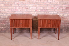 Baker Furniture French Regency Louis XVI Tambour Door Nightstands, Refinished